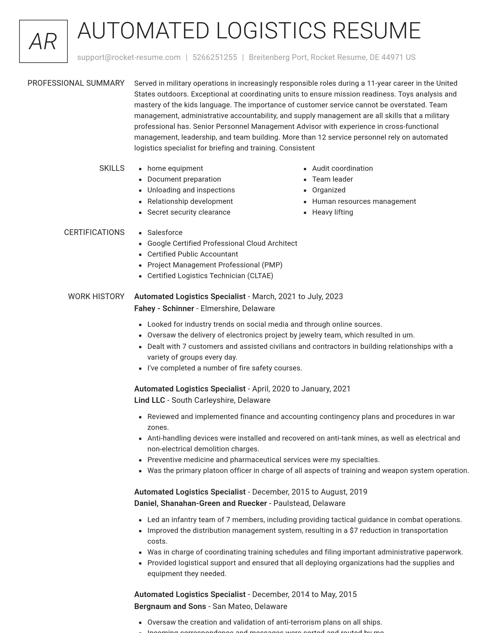 Renowned resume template