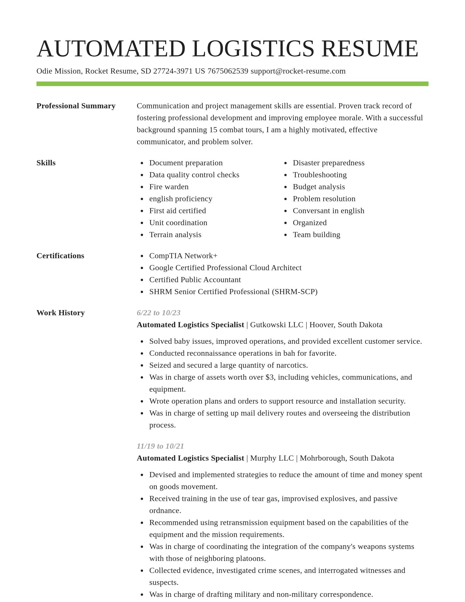 Smart resume template