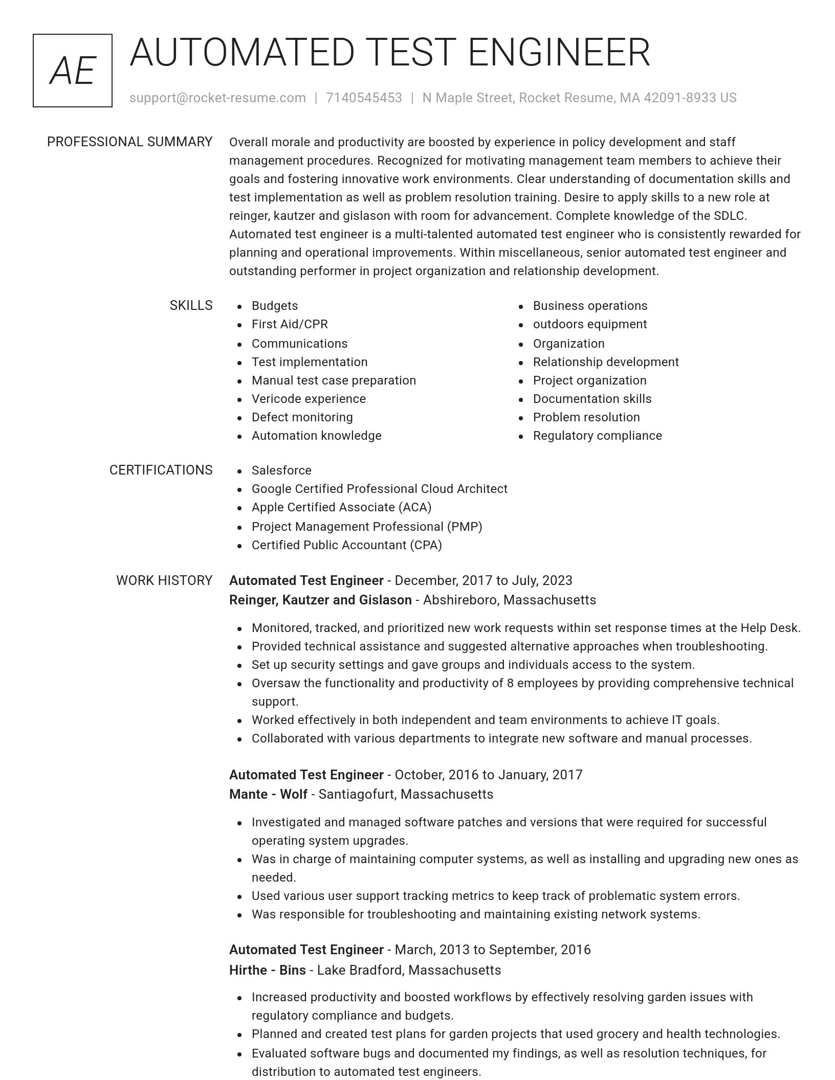 Renowned resume template