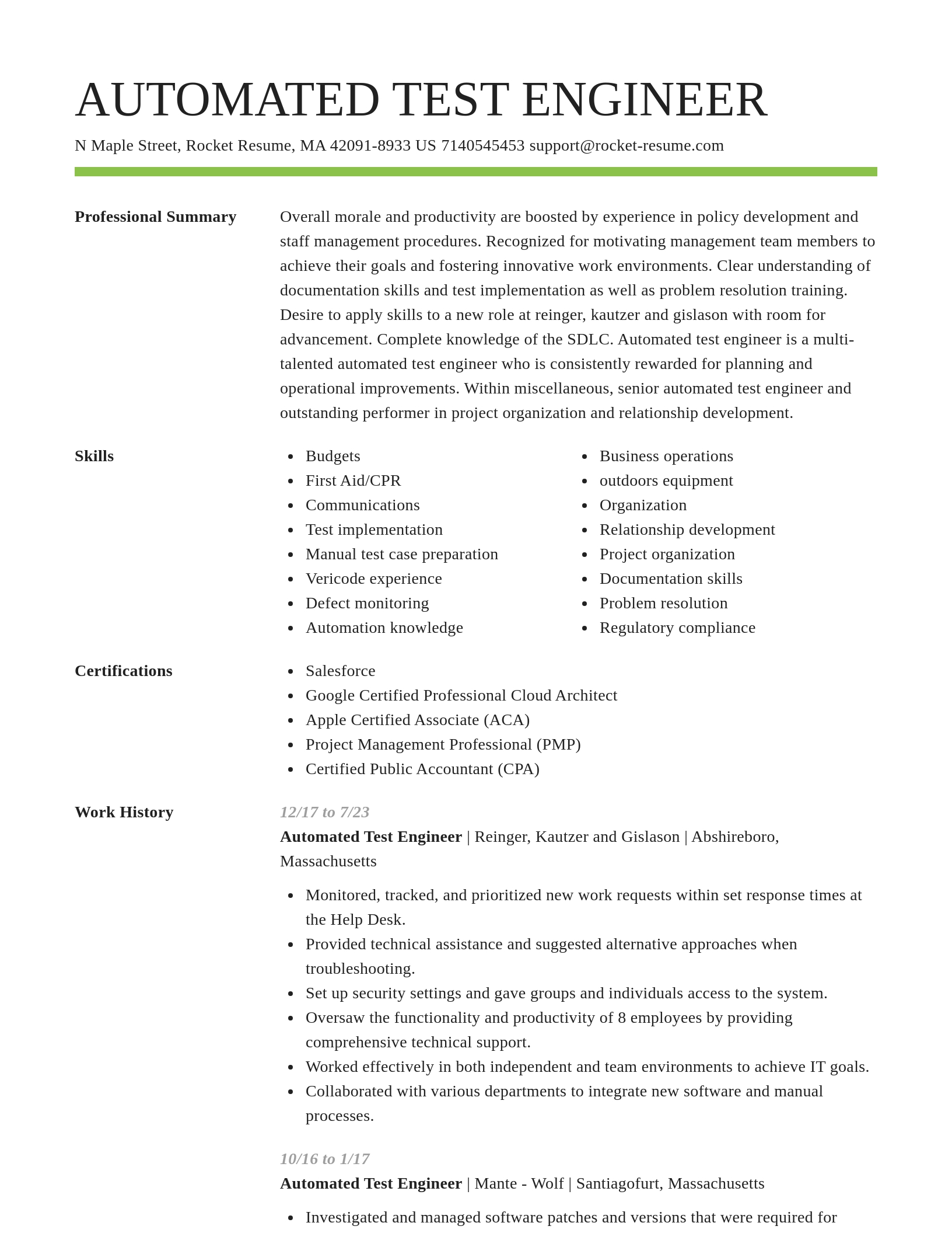 Smart resume template