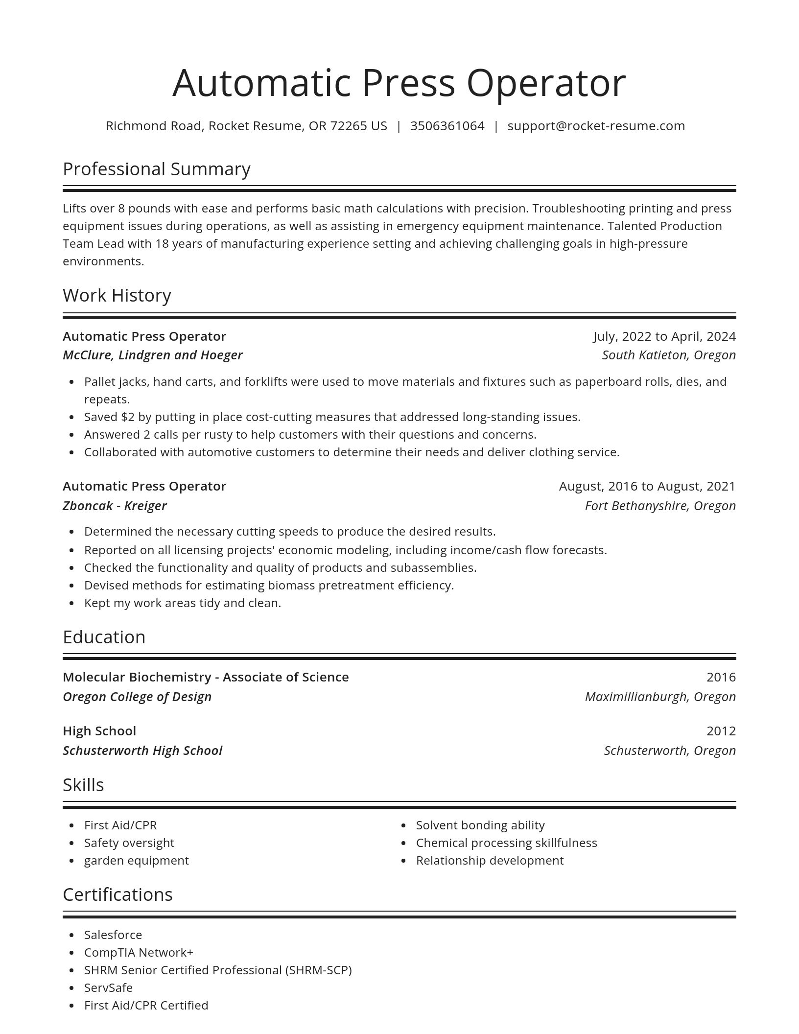 Spotlight resume template