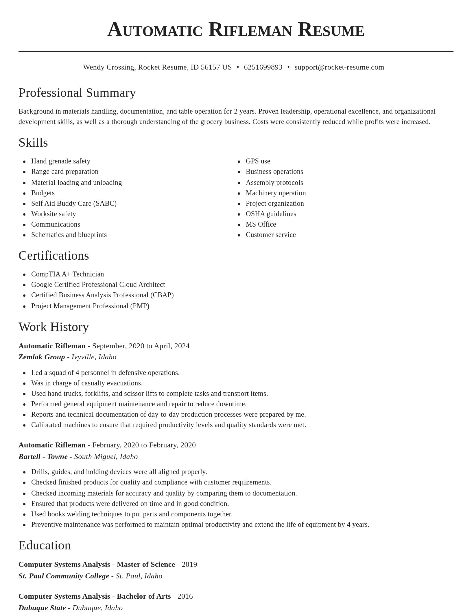 Classic resume template