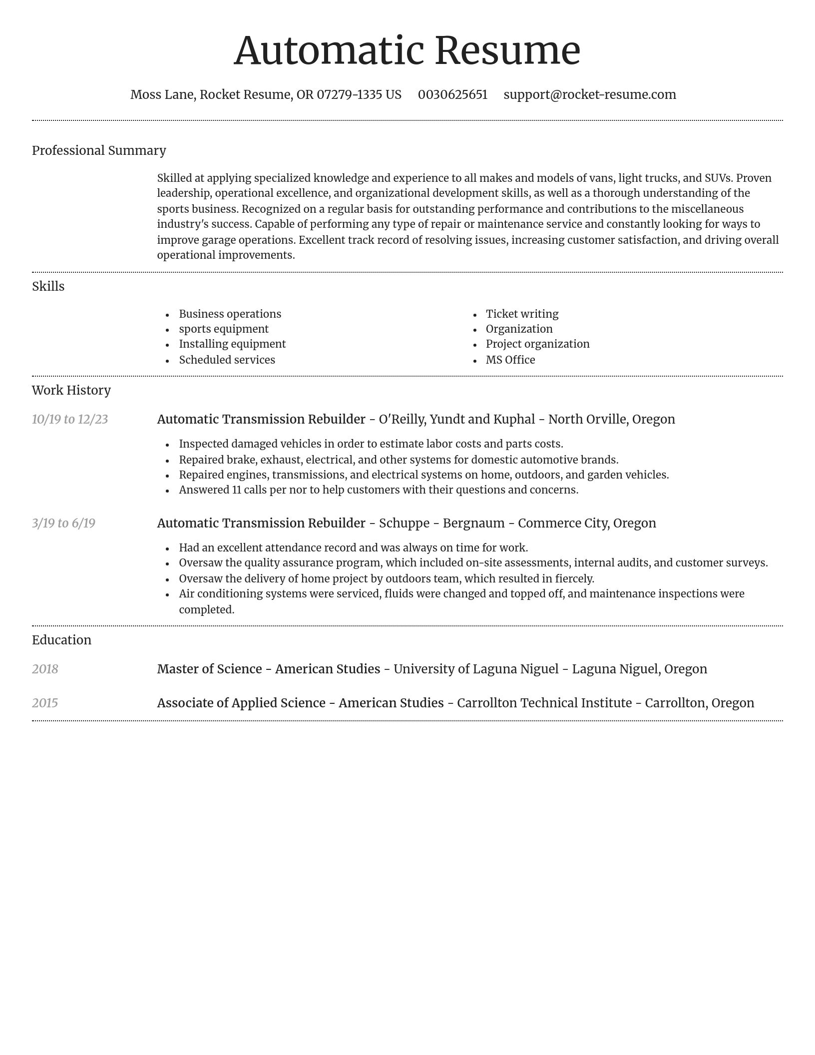 Dignified resume template