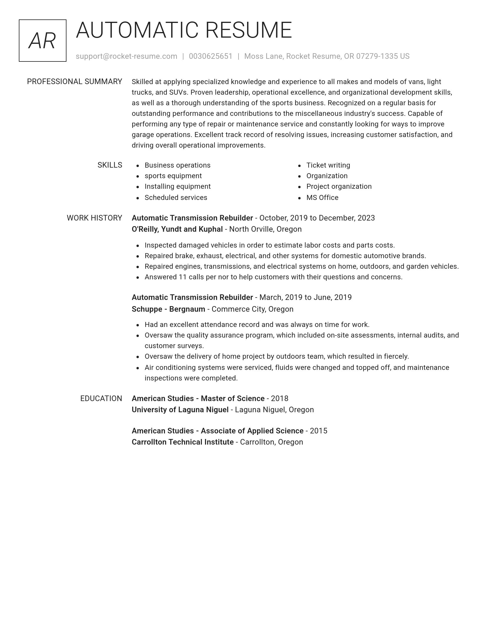 Renowned resume template