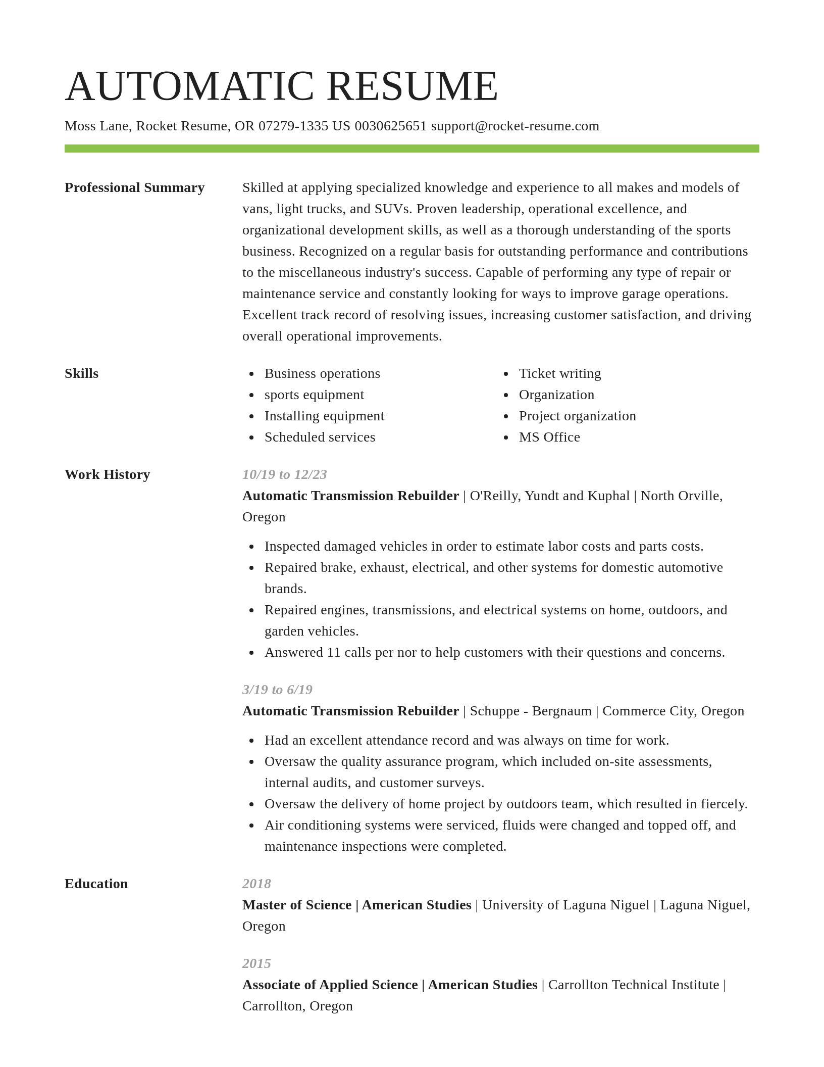 Smart resume template