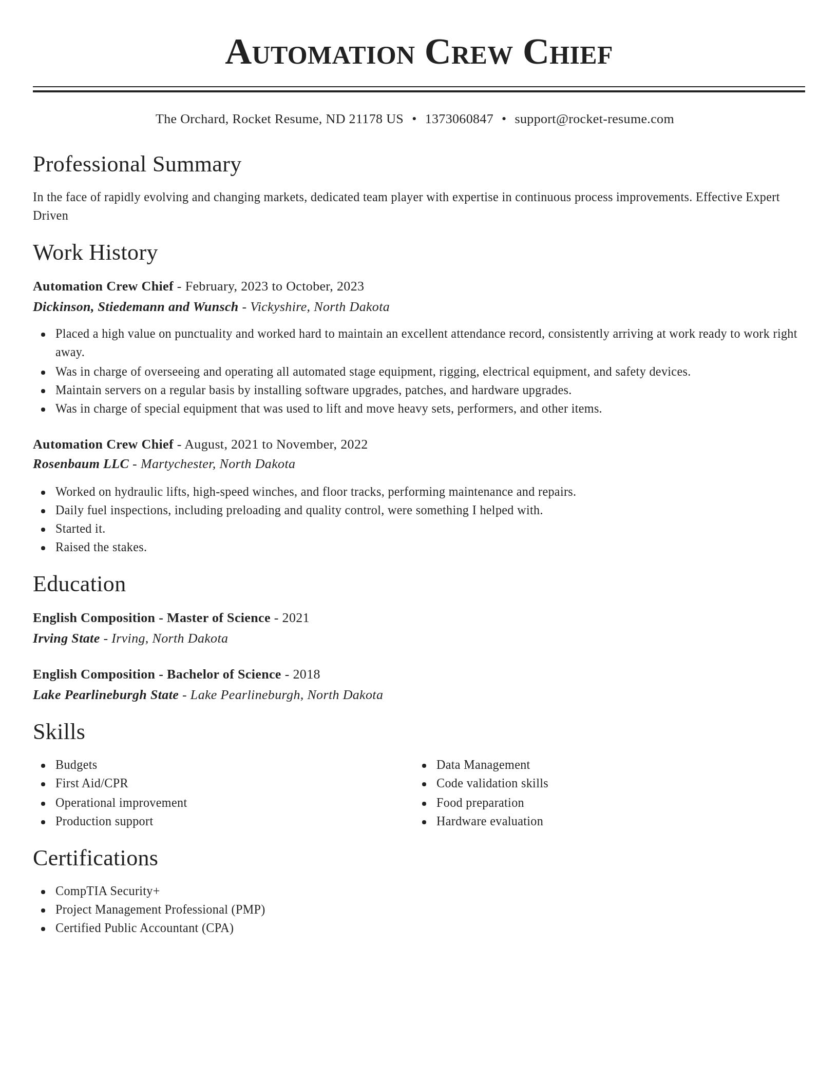 Classic resume template