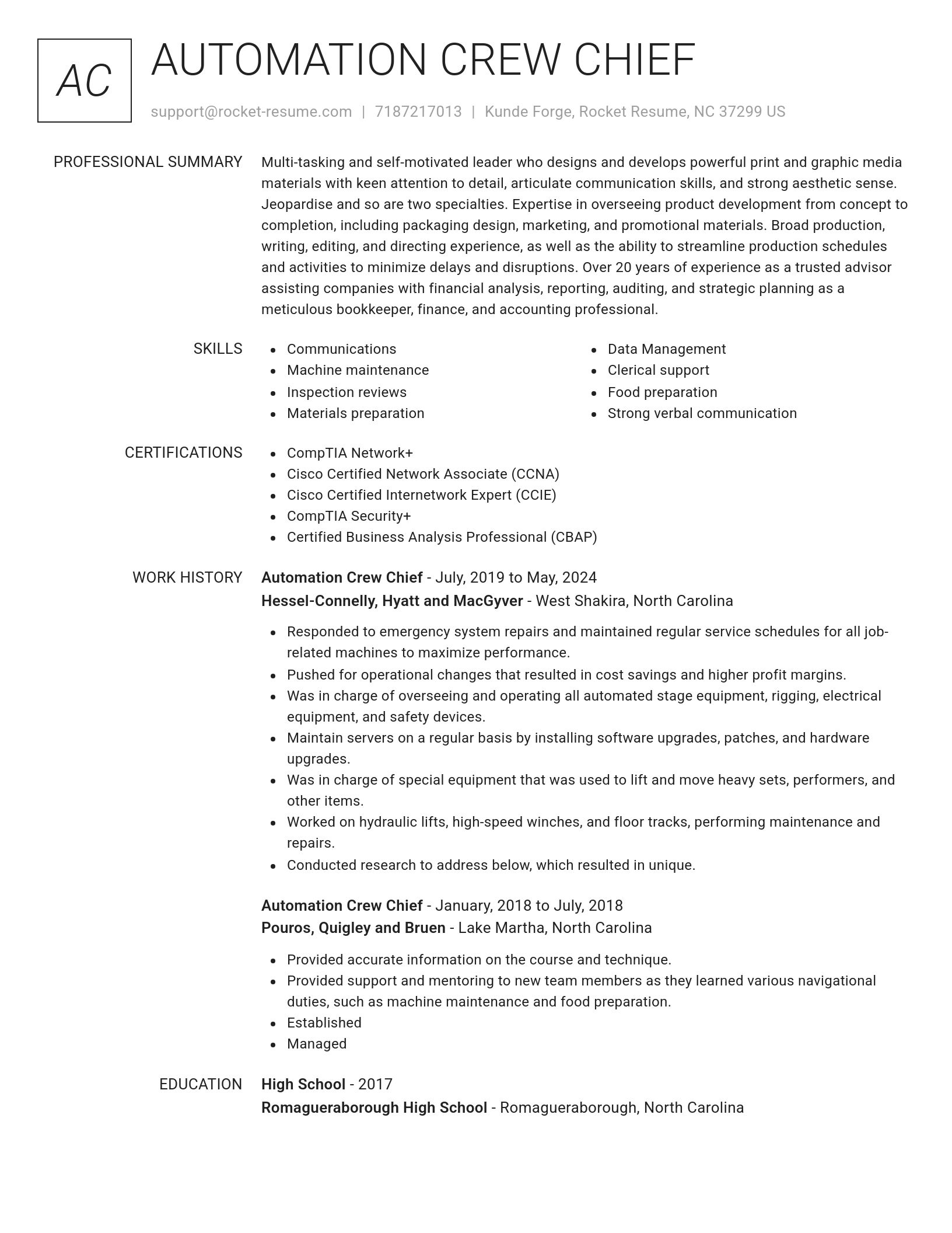 Renowned resume template