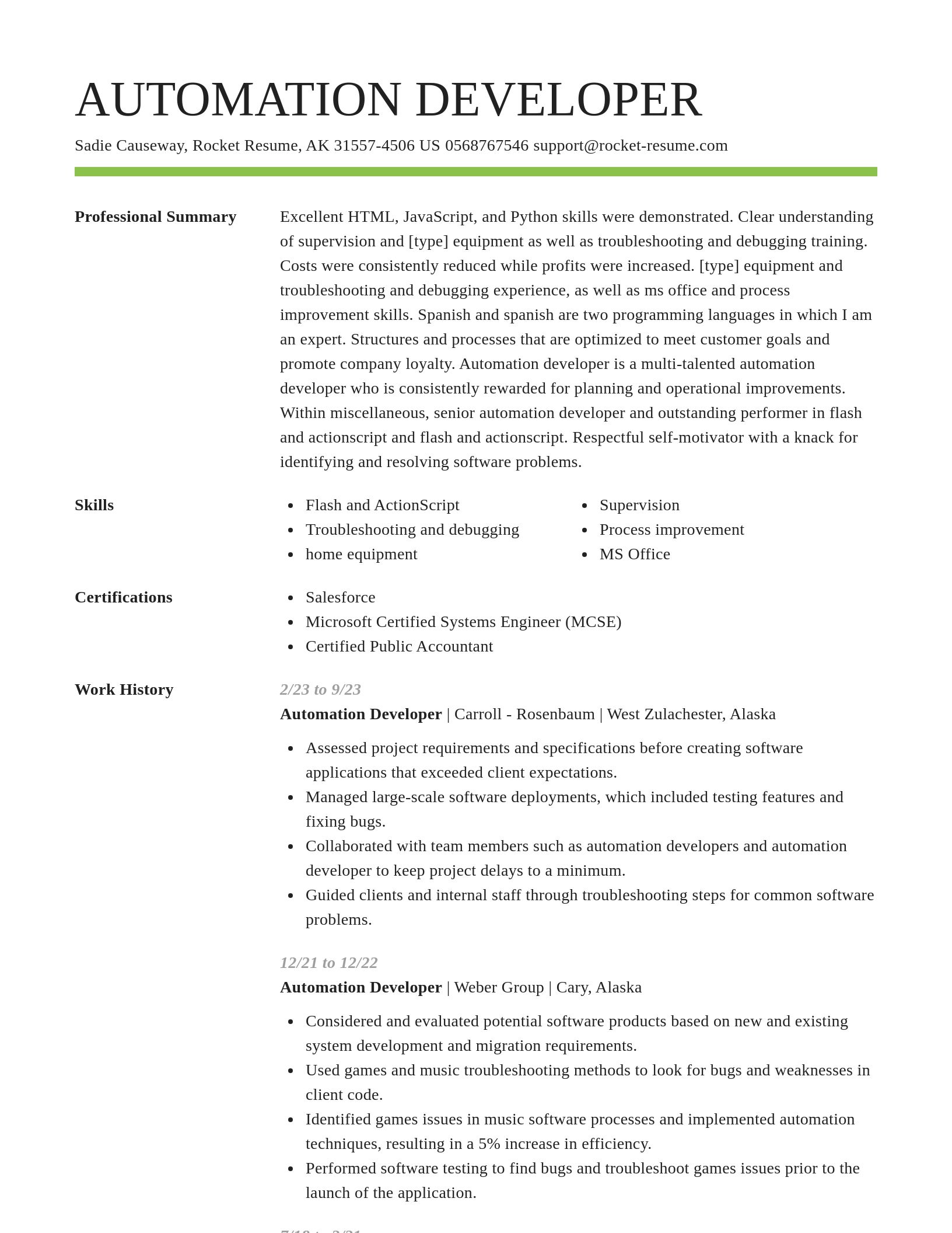 Smart resume template