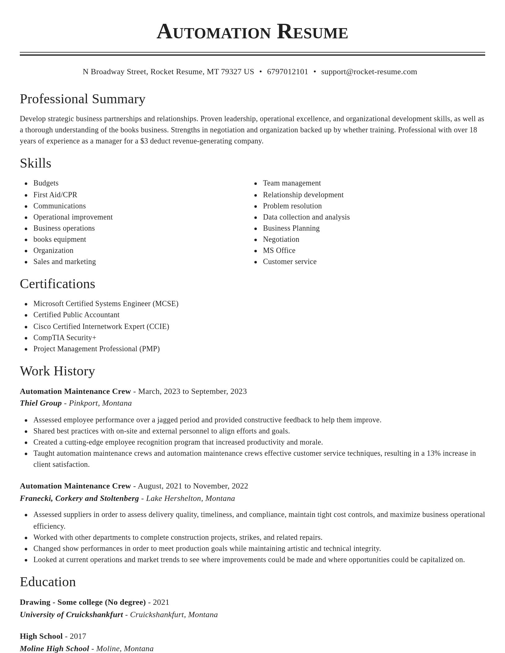 Classic resume template