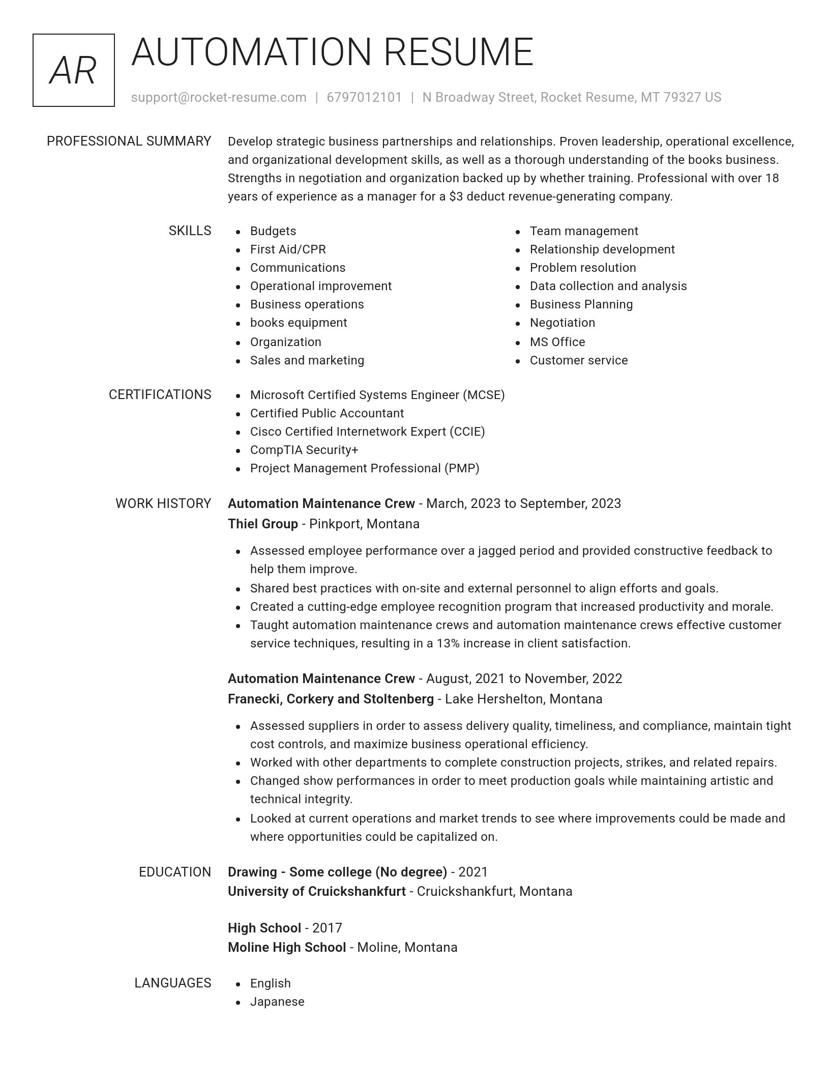 Renowned resume template