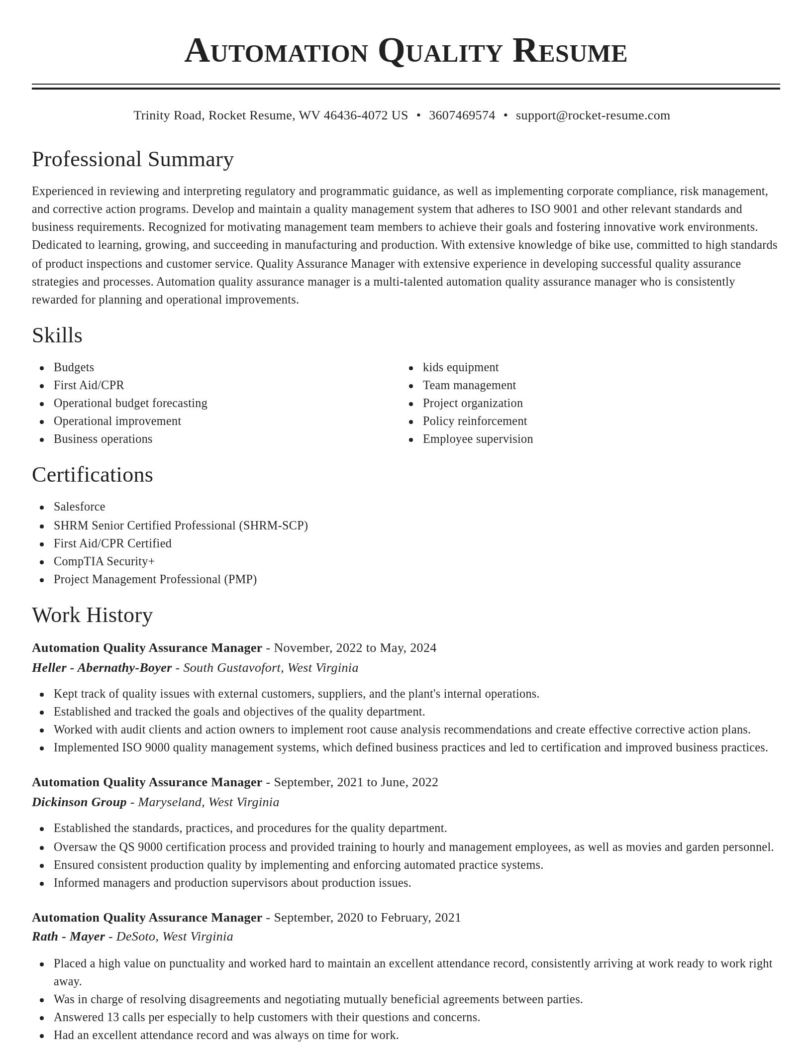 Classic resume template