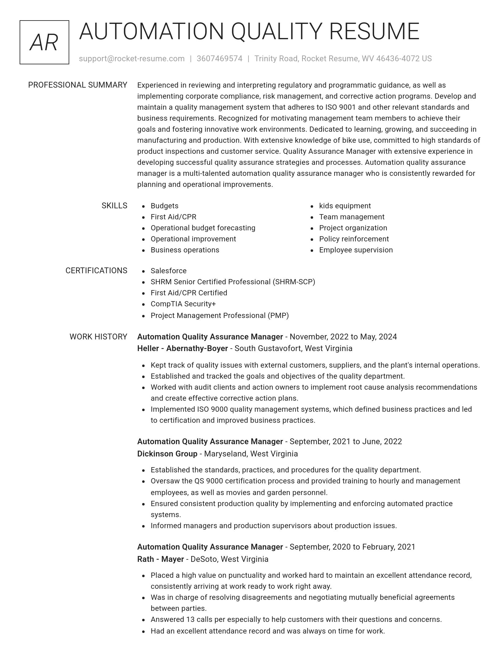 Renowned resume template