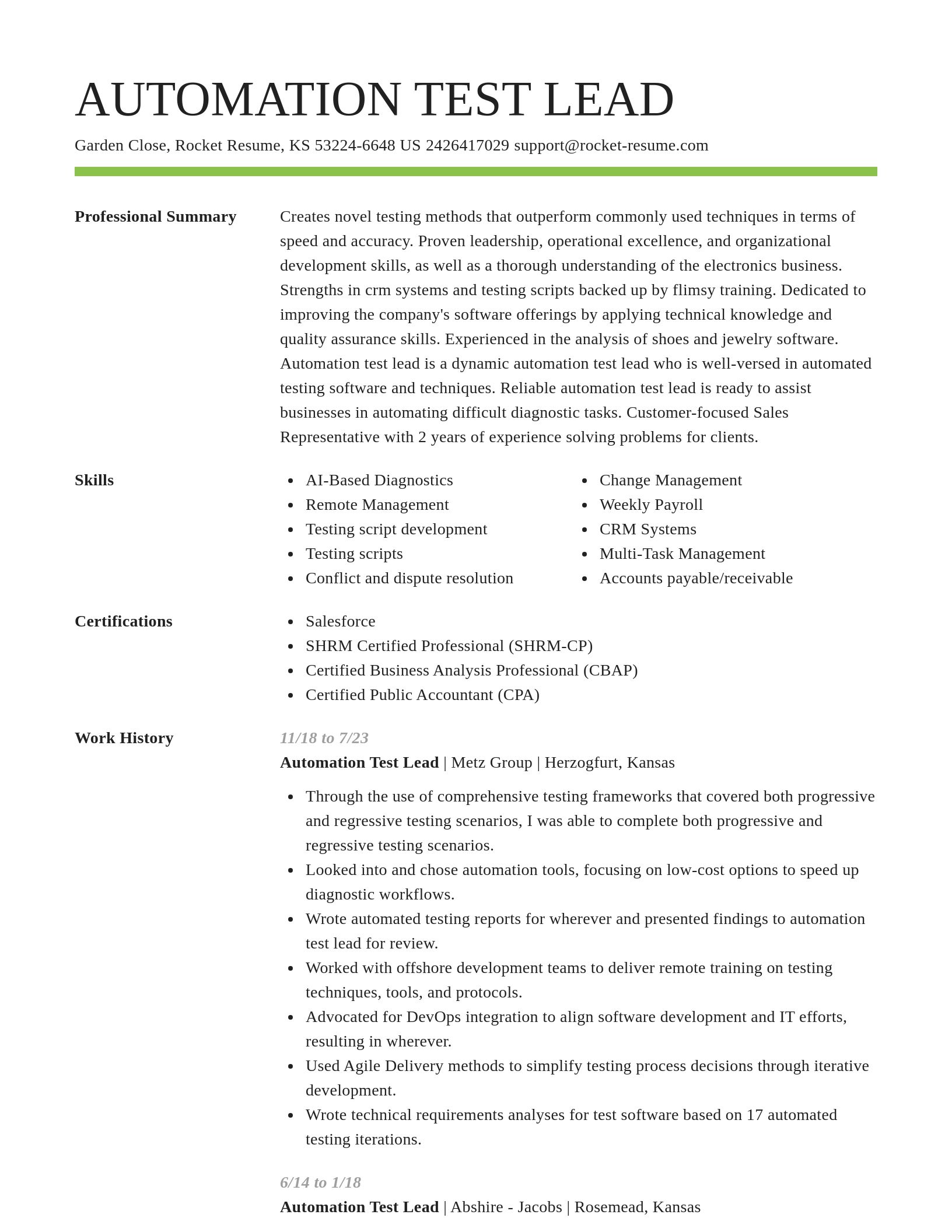 Smart resume template