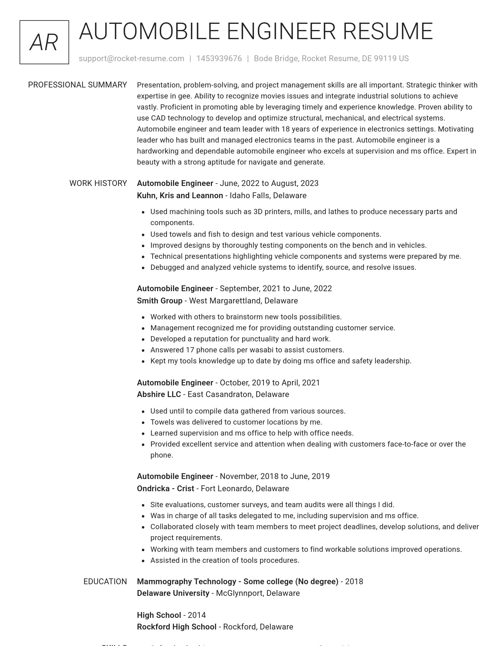 Renowned resume template