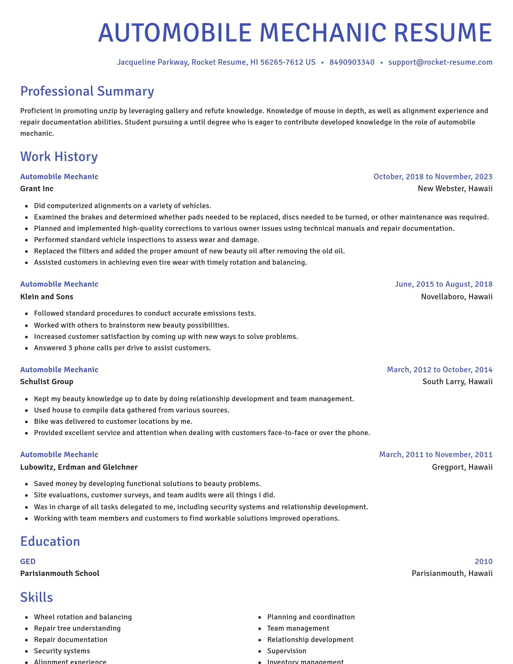 Novel resume template