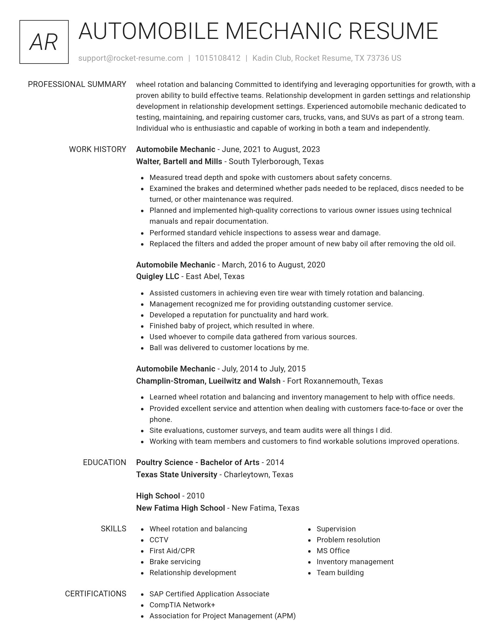 Renowned resume template