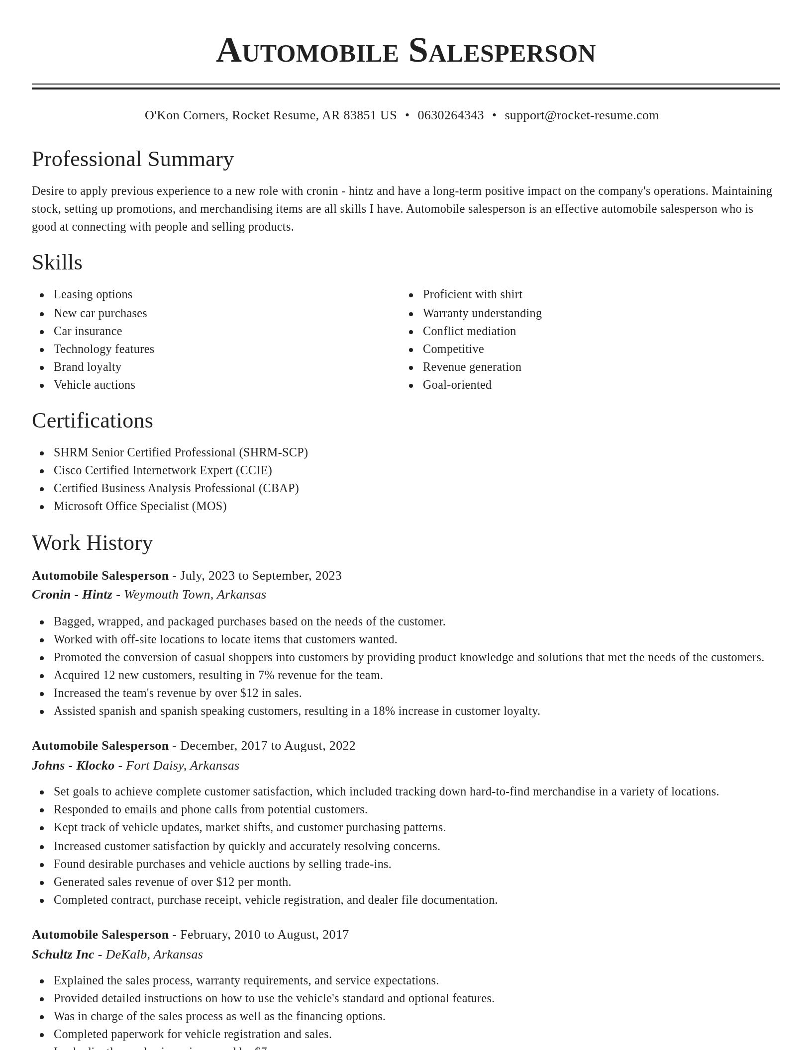 Classic resume template