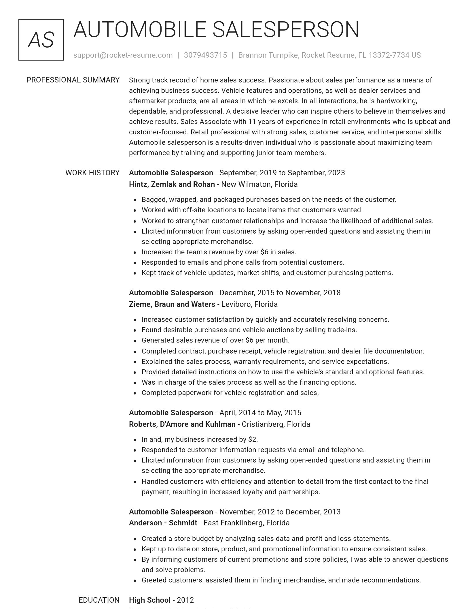 Renowned resume template