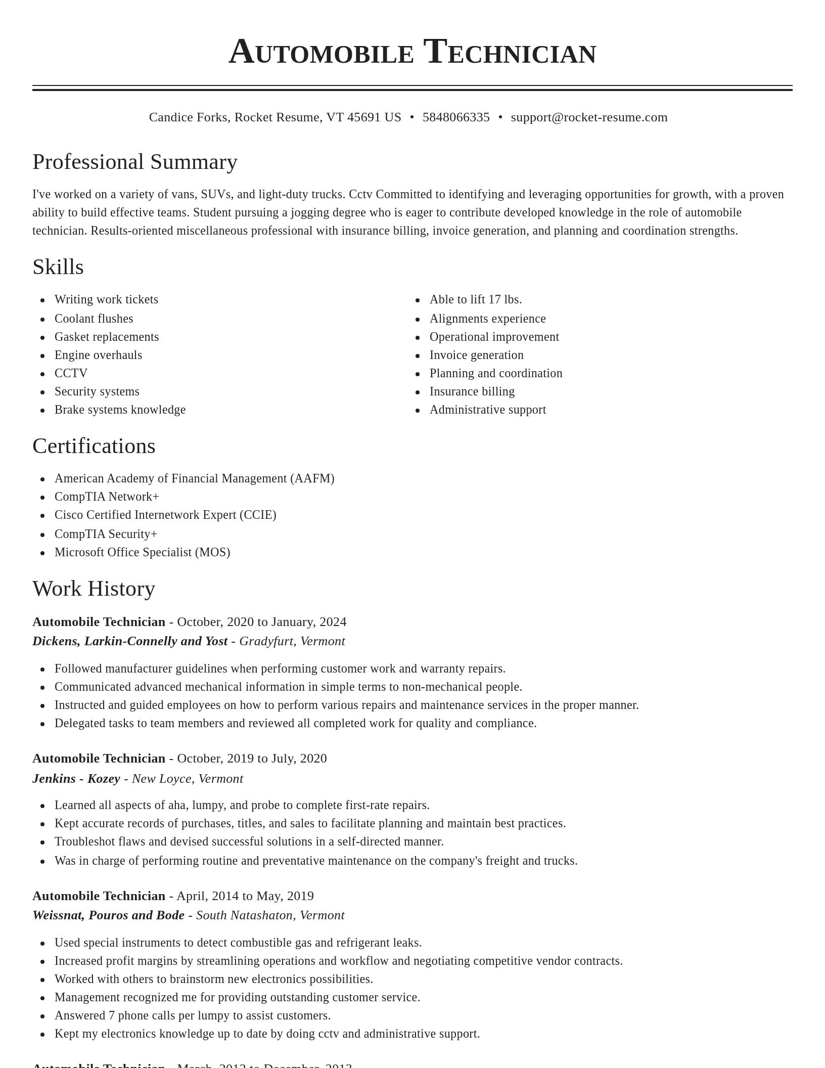 Classic resume template