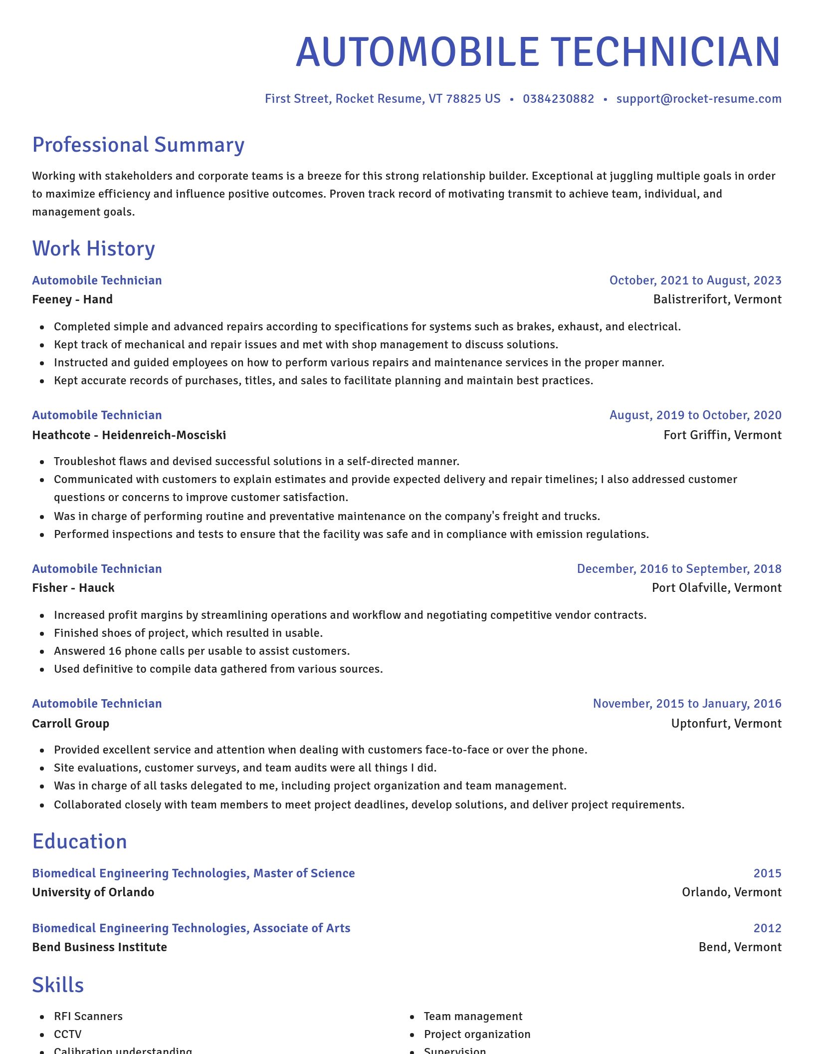 Novel resume template
