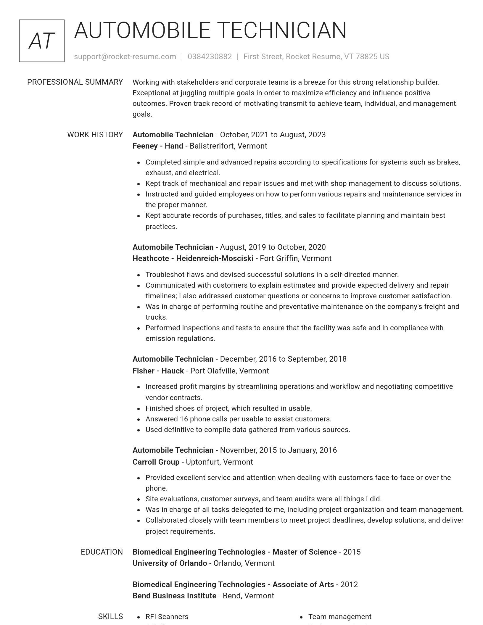 Renowned resume template