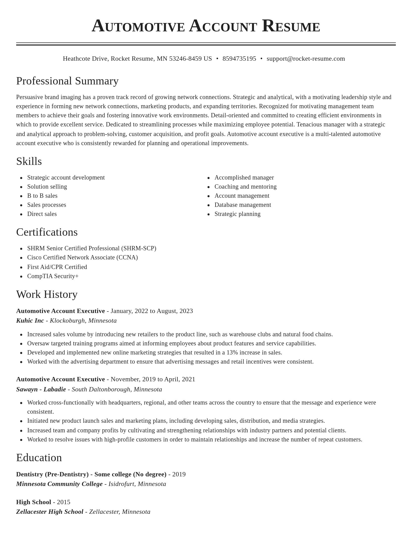Classic resume template