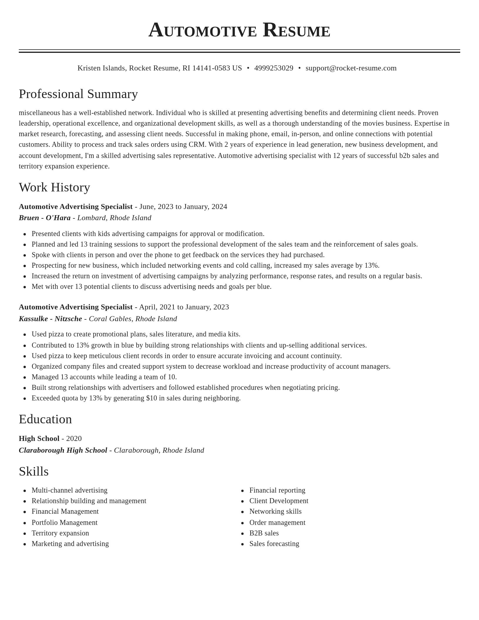 Classic resume template