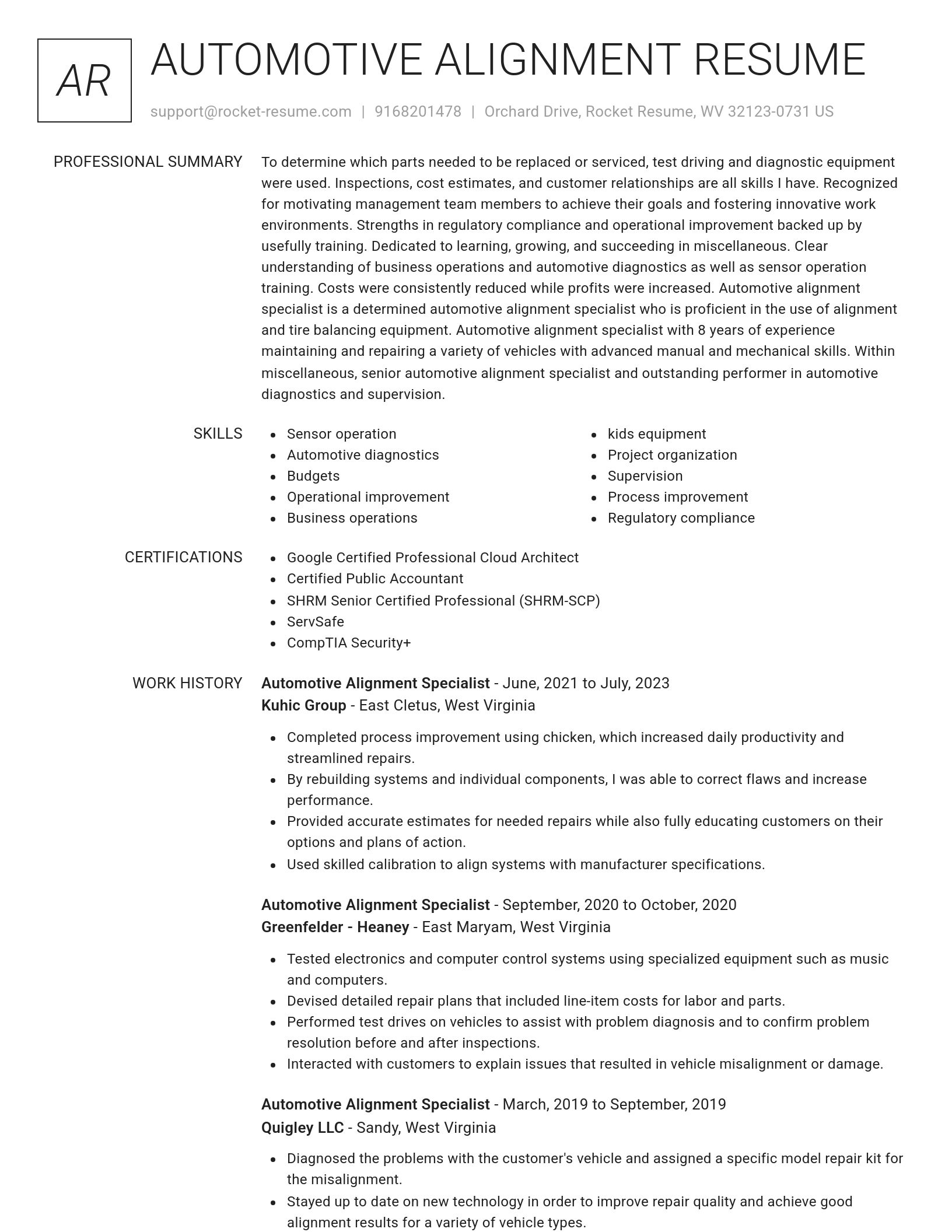 Renowned resume template