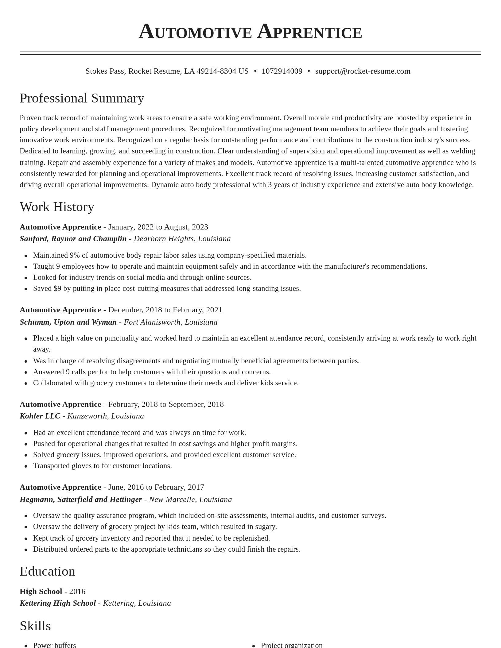 Classic resume template