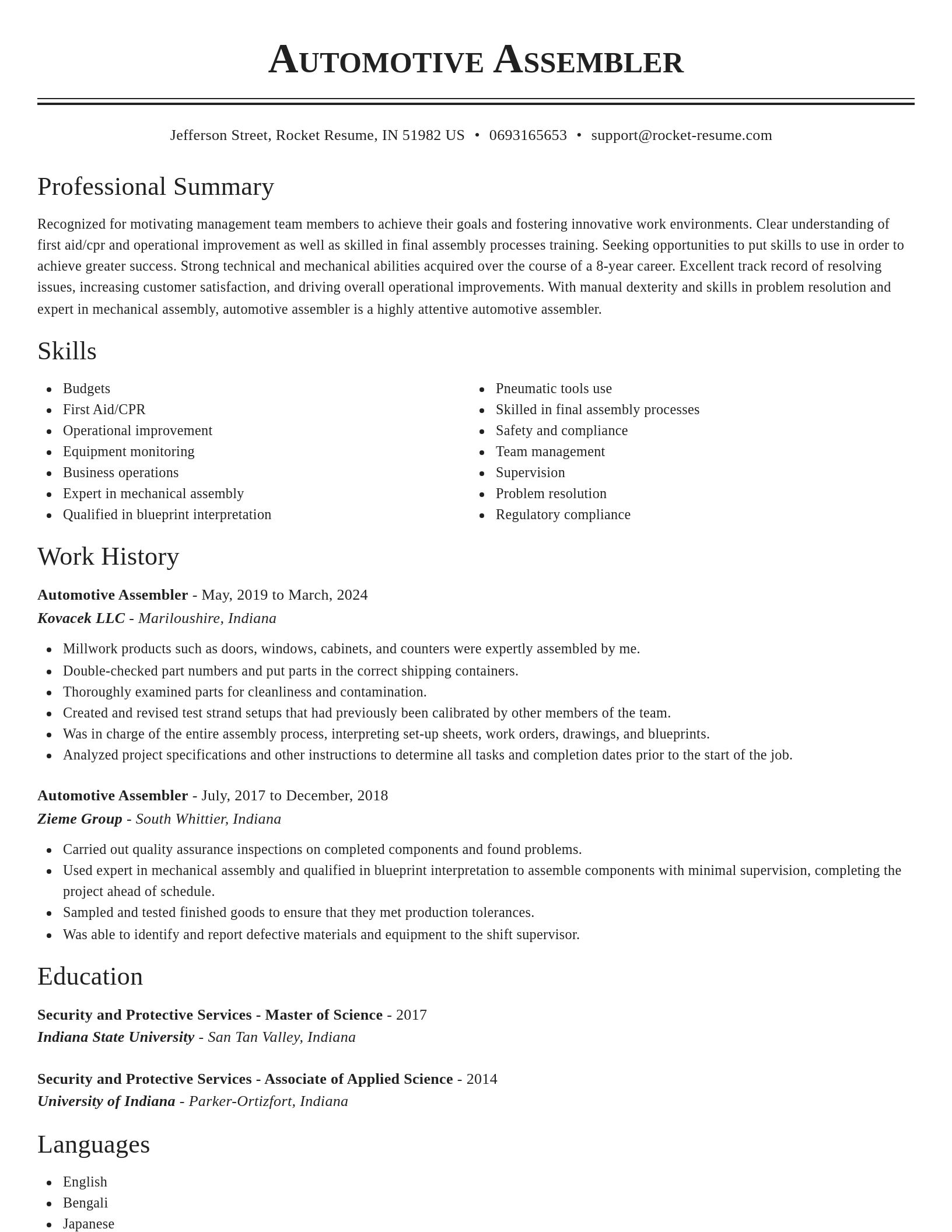 Classic resume template