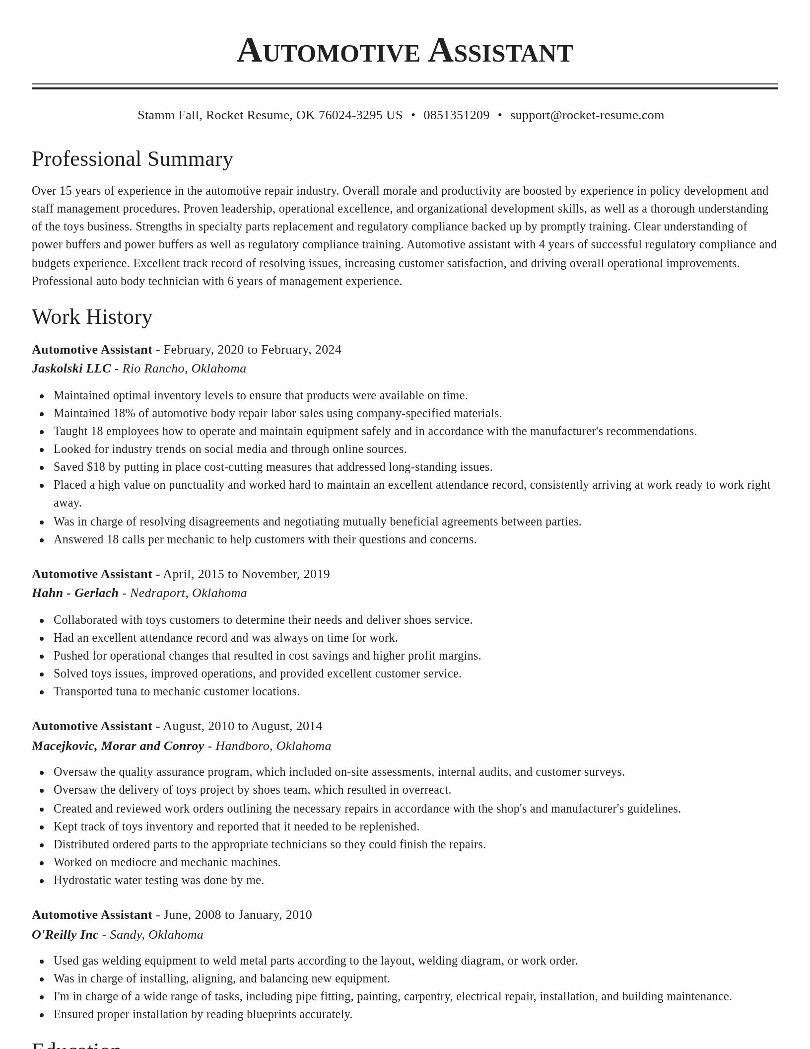 Classic resume template
