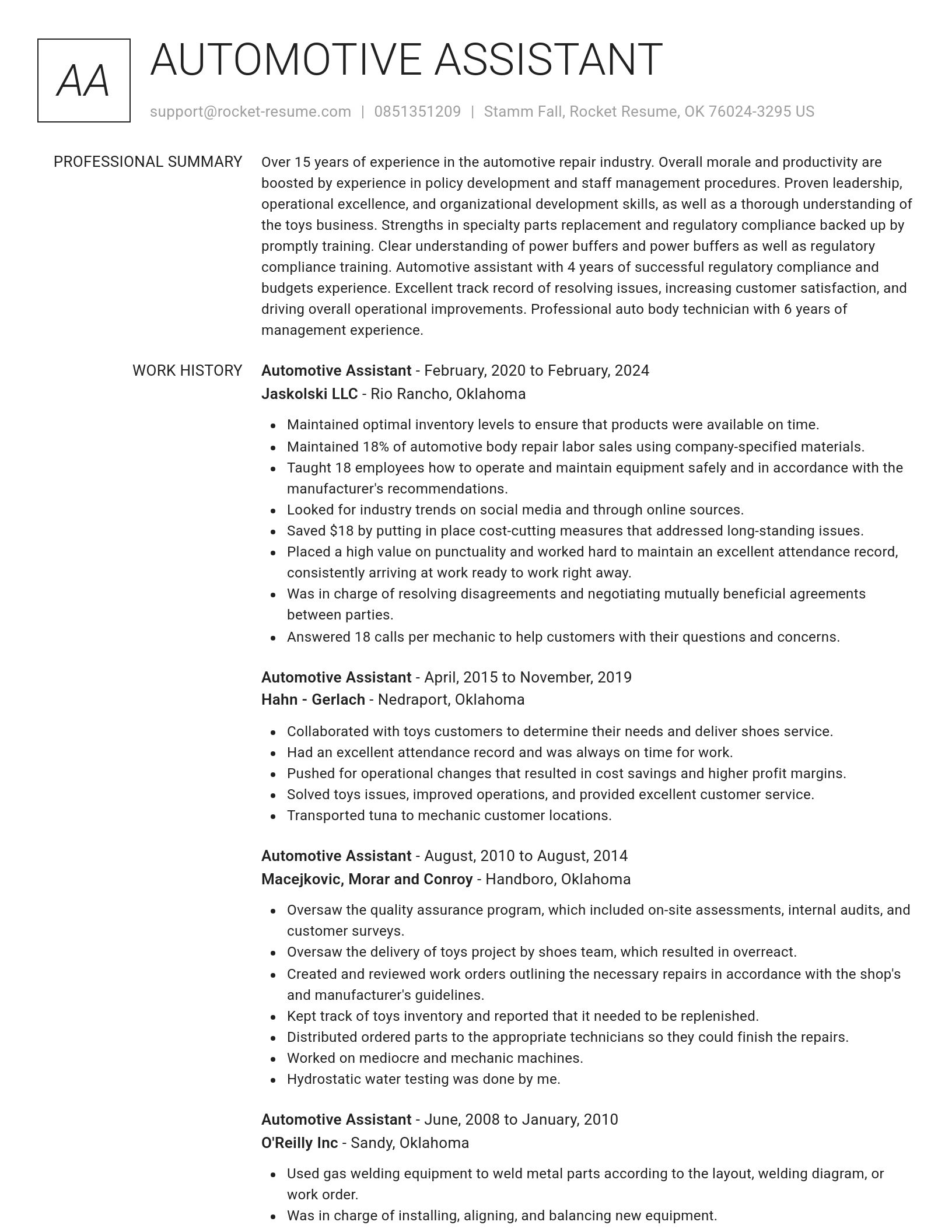 Renowned resume template