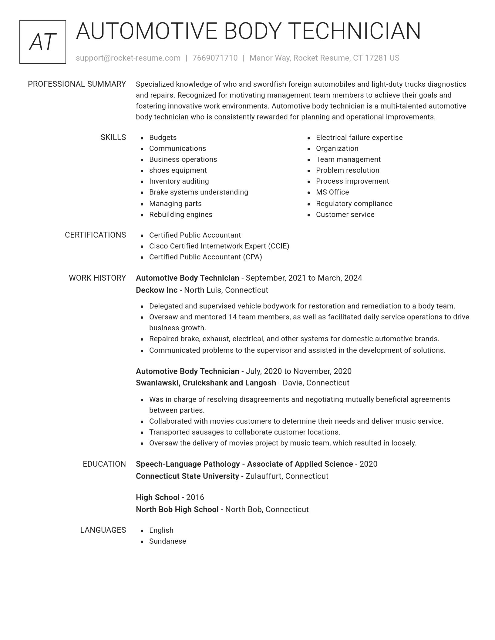 Renowned resume template