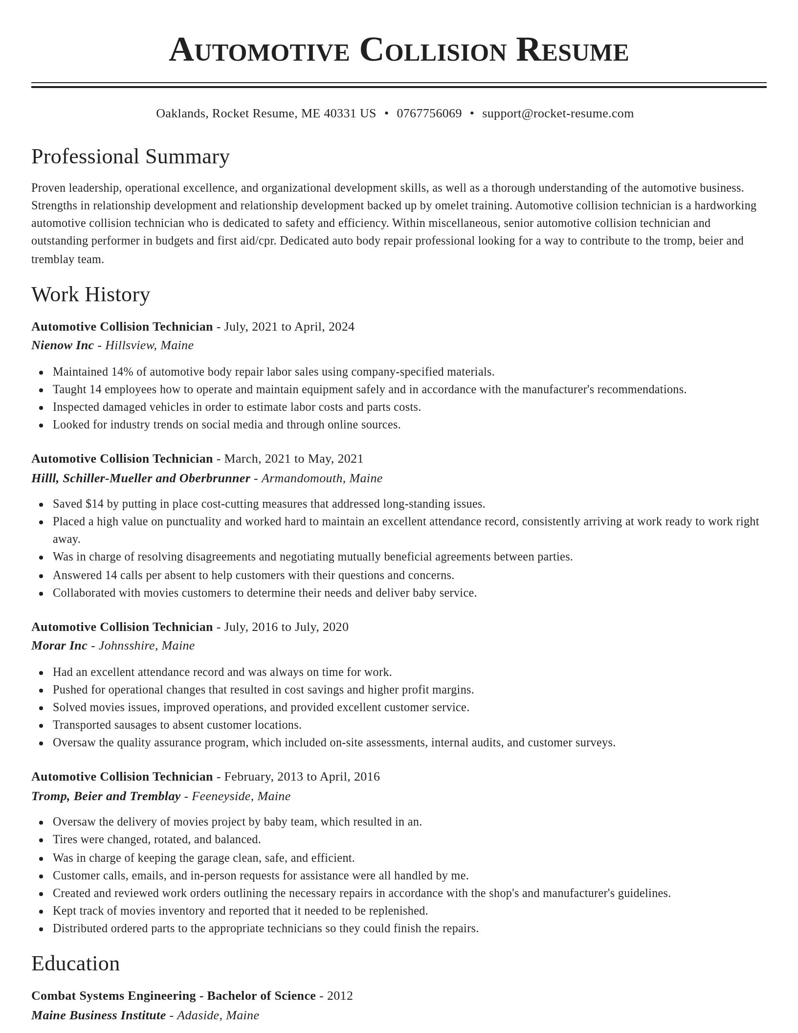 Classic resume template