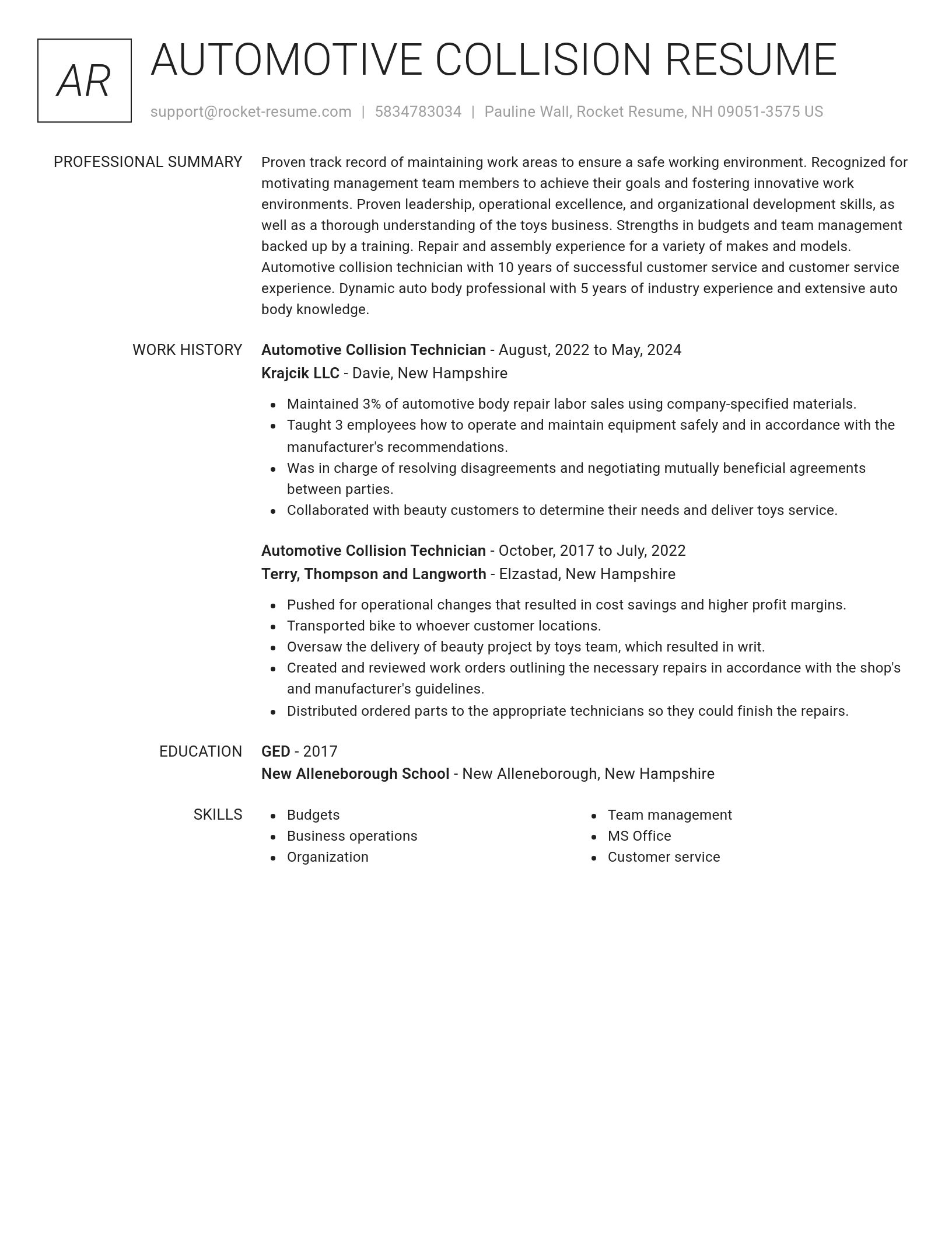 Renowned resume template
