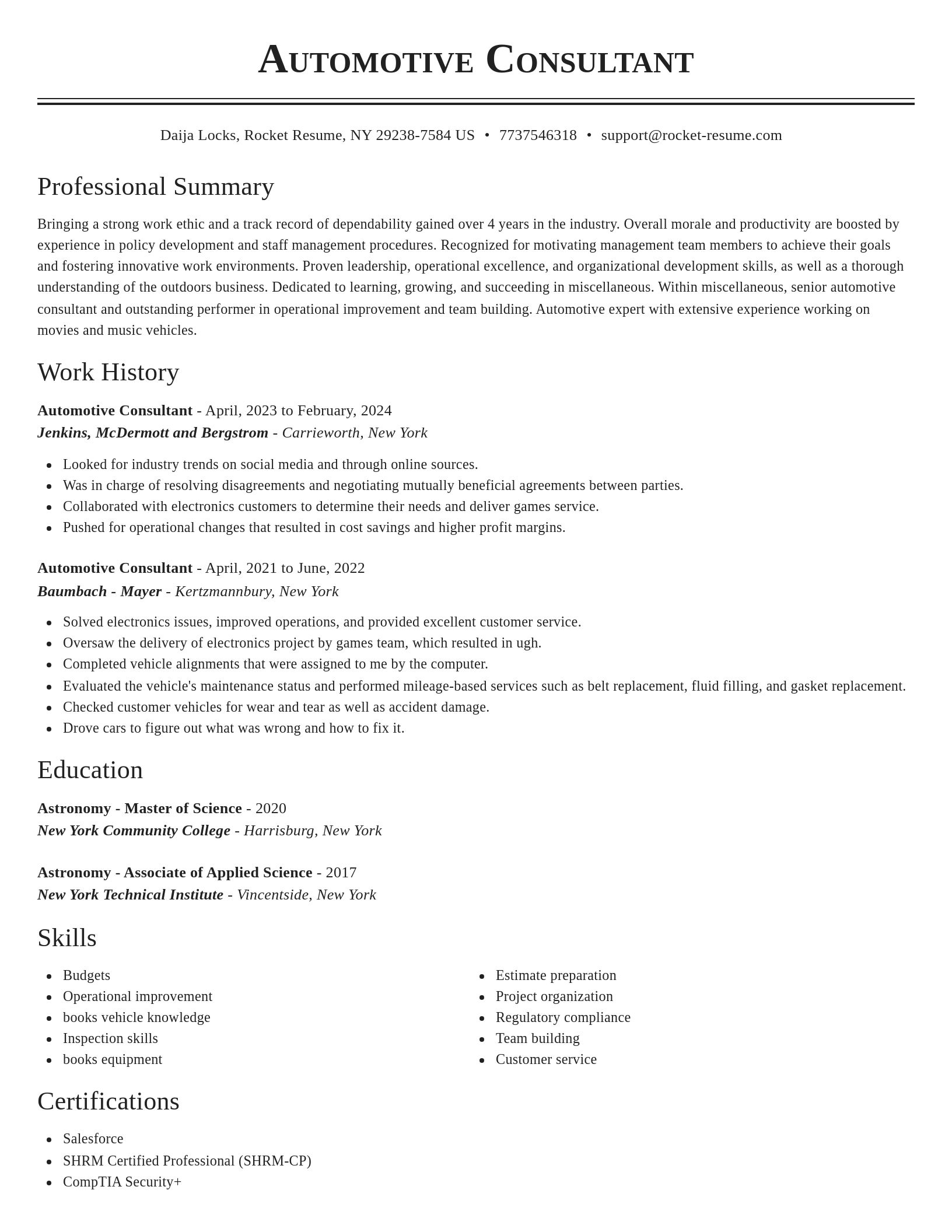 Classic resume template