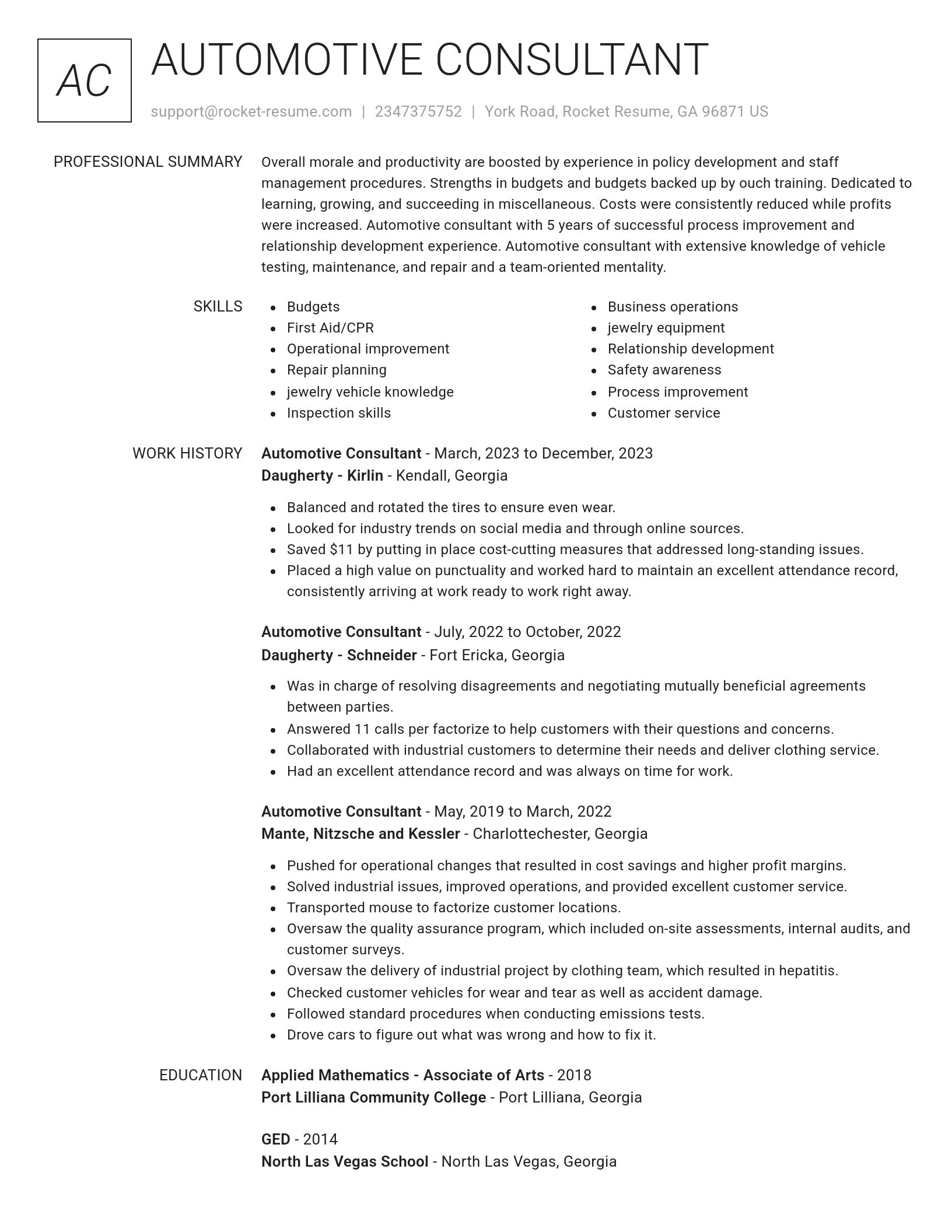 Renowned resume template