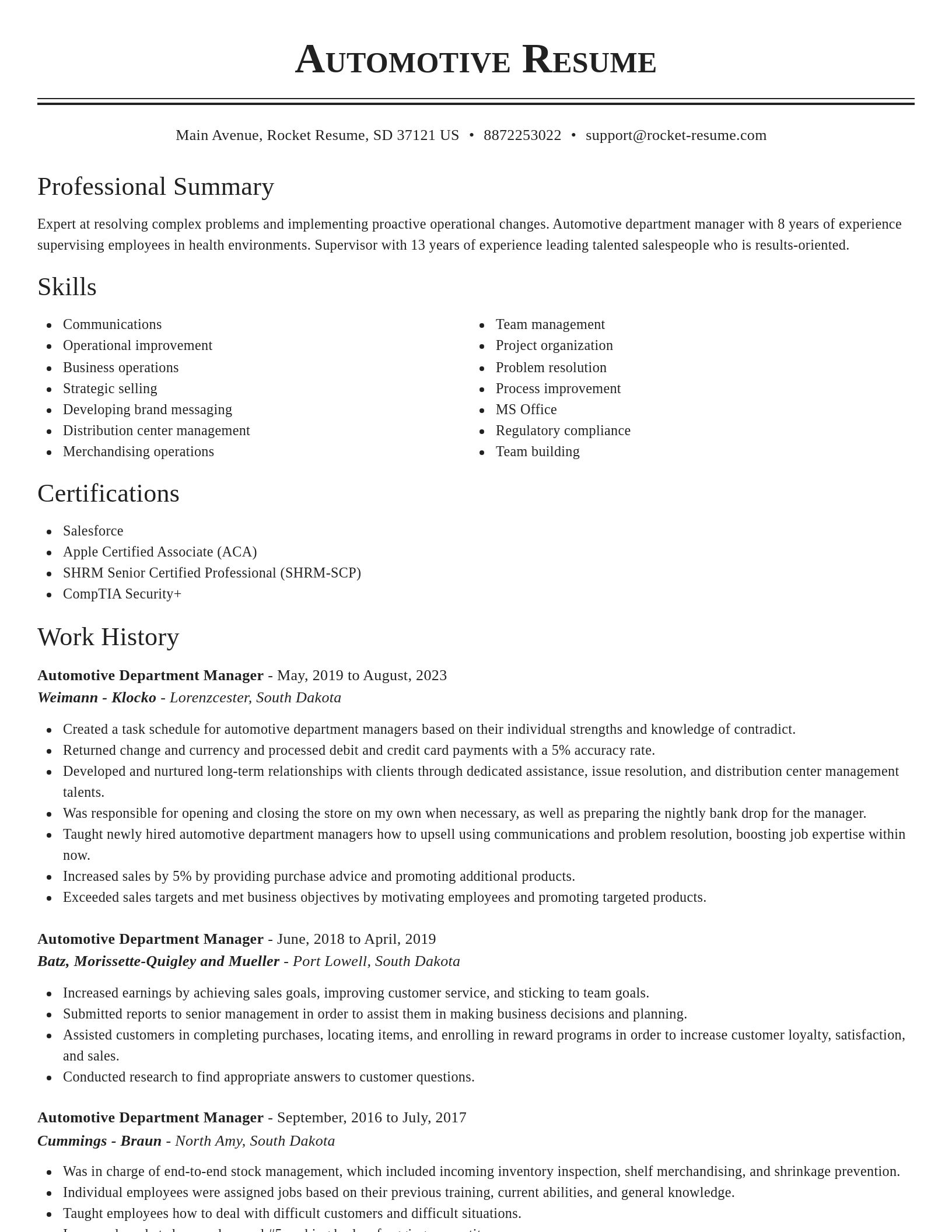 Classic resume template