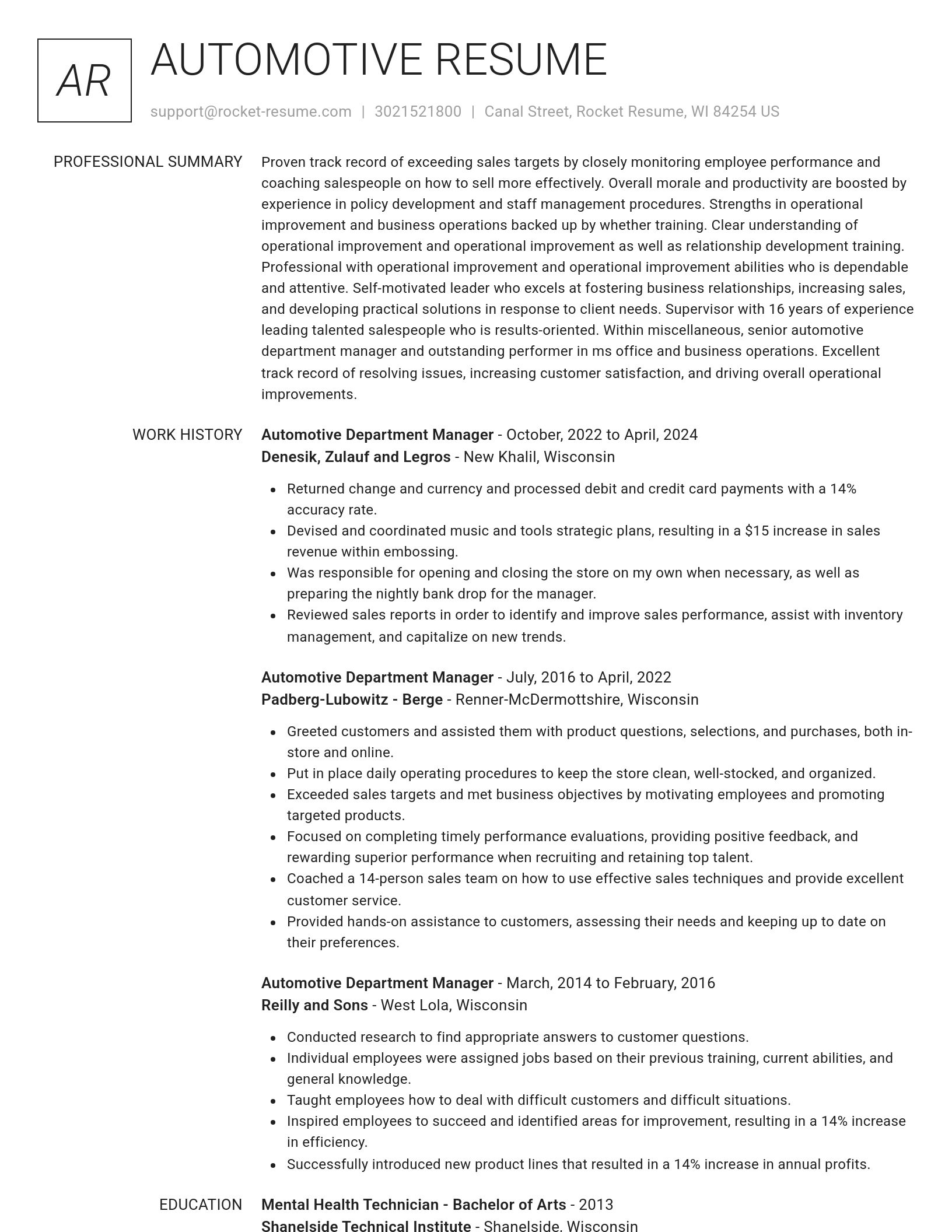 Renowned resume template