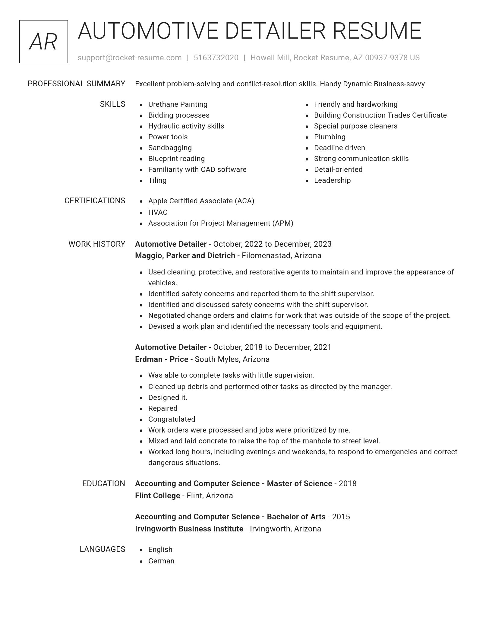 Renowned resume template