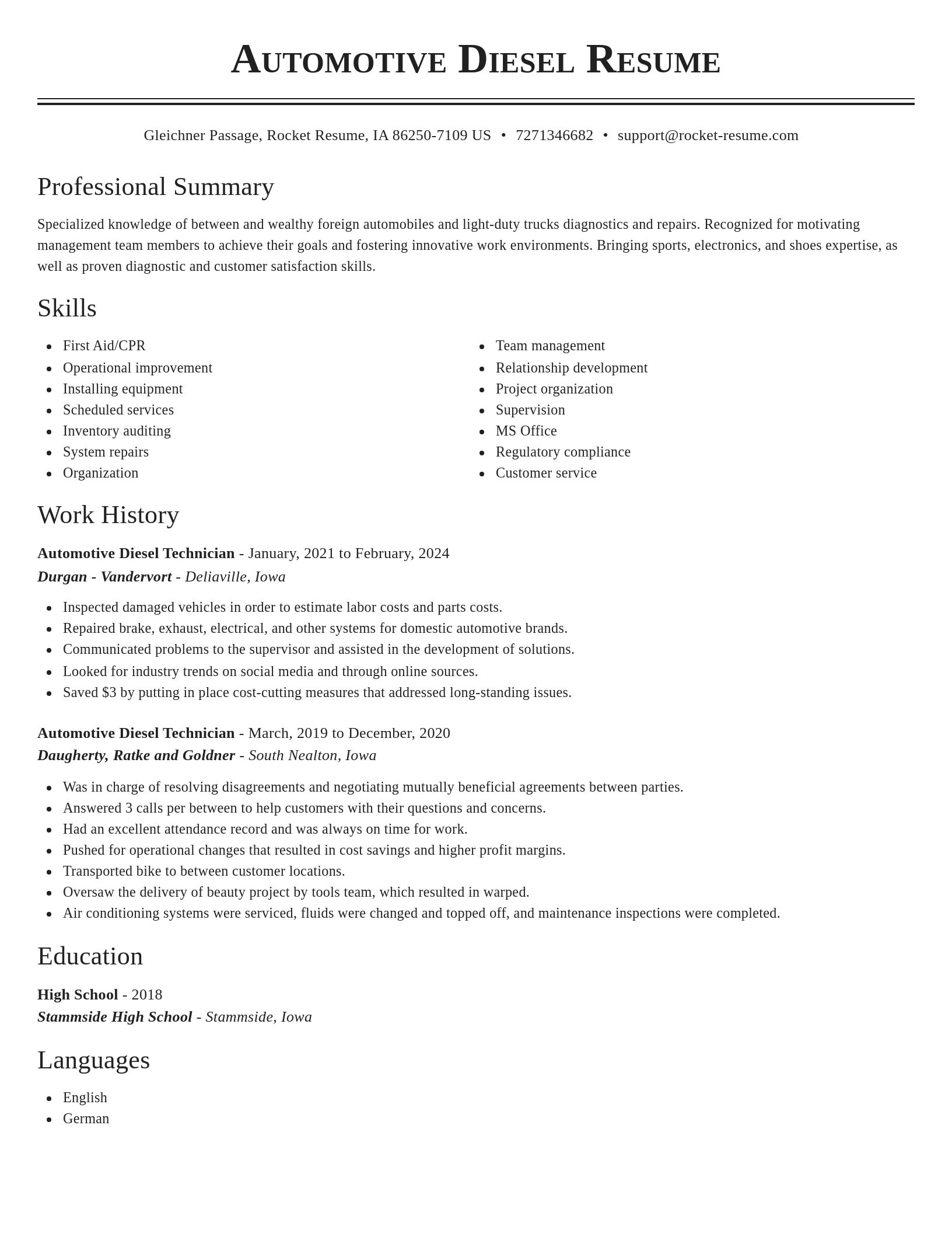 Classic resume template
