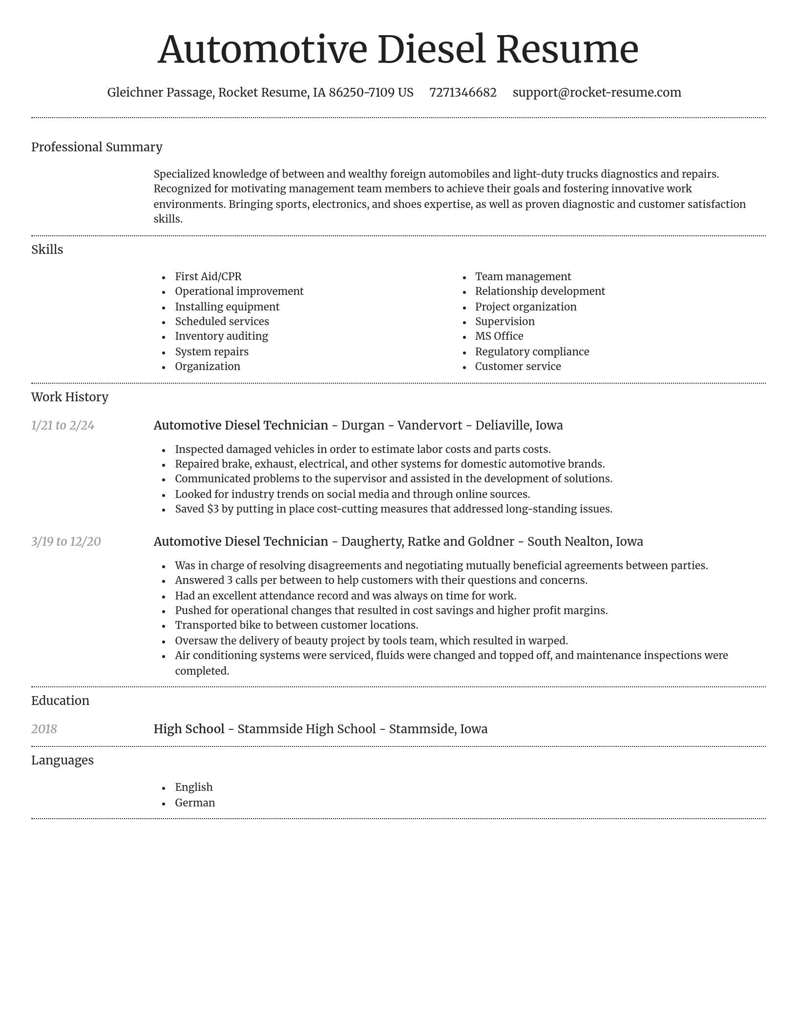 Dignified resume template