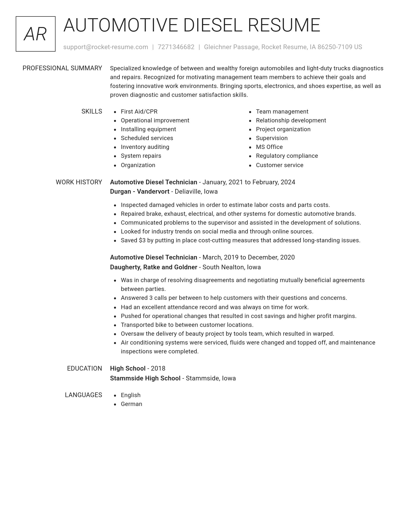 Renowned resume template