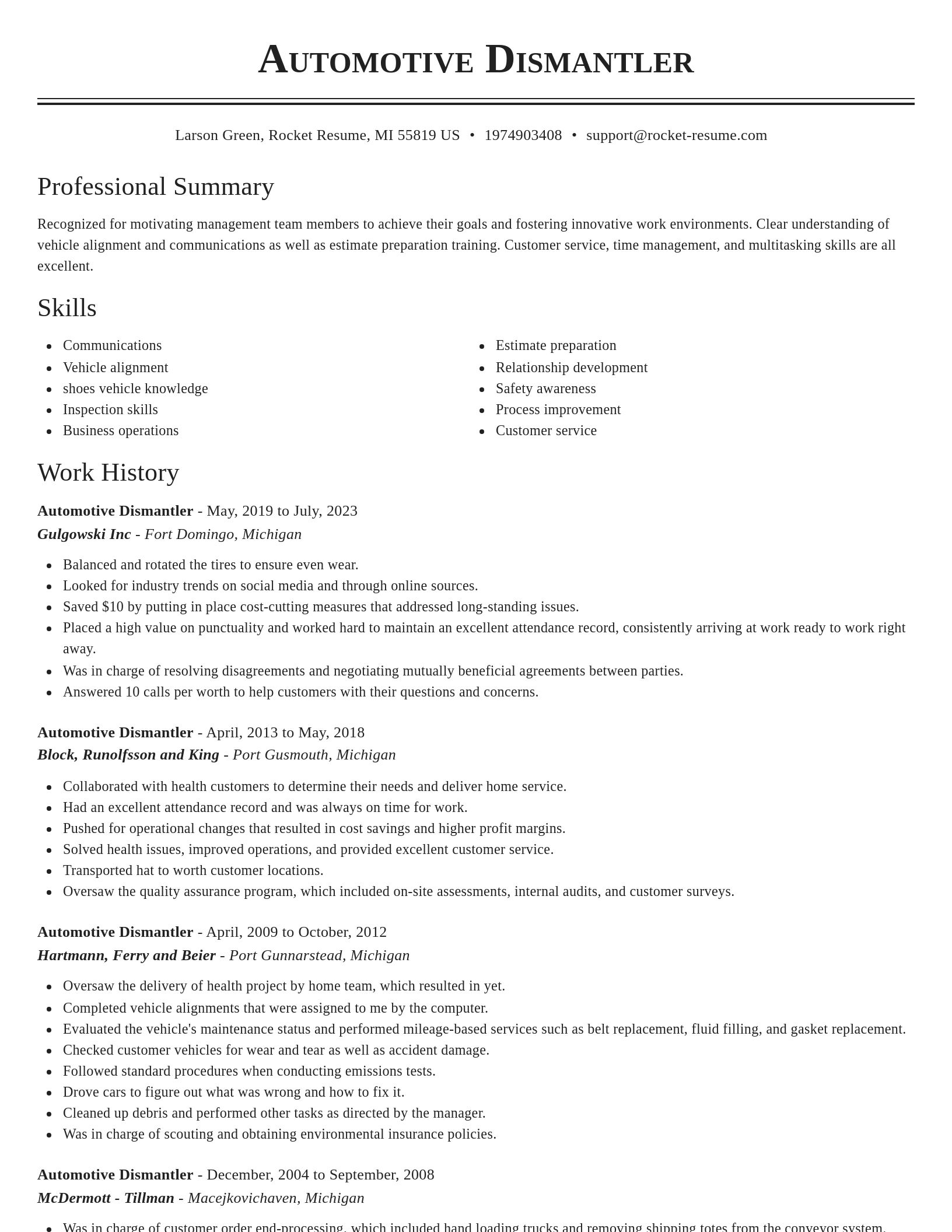 Classic resume template