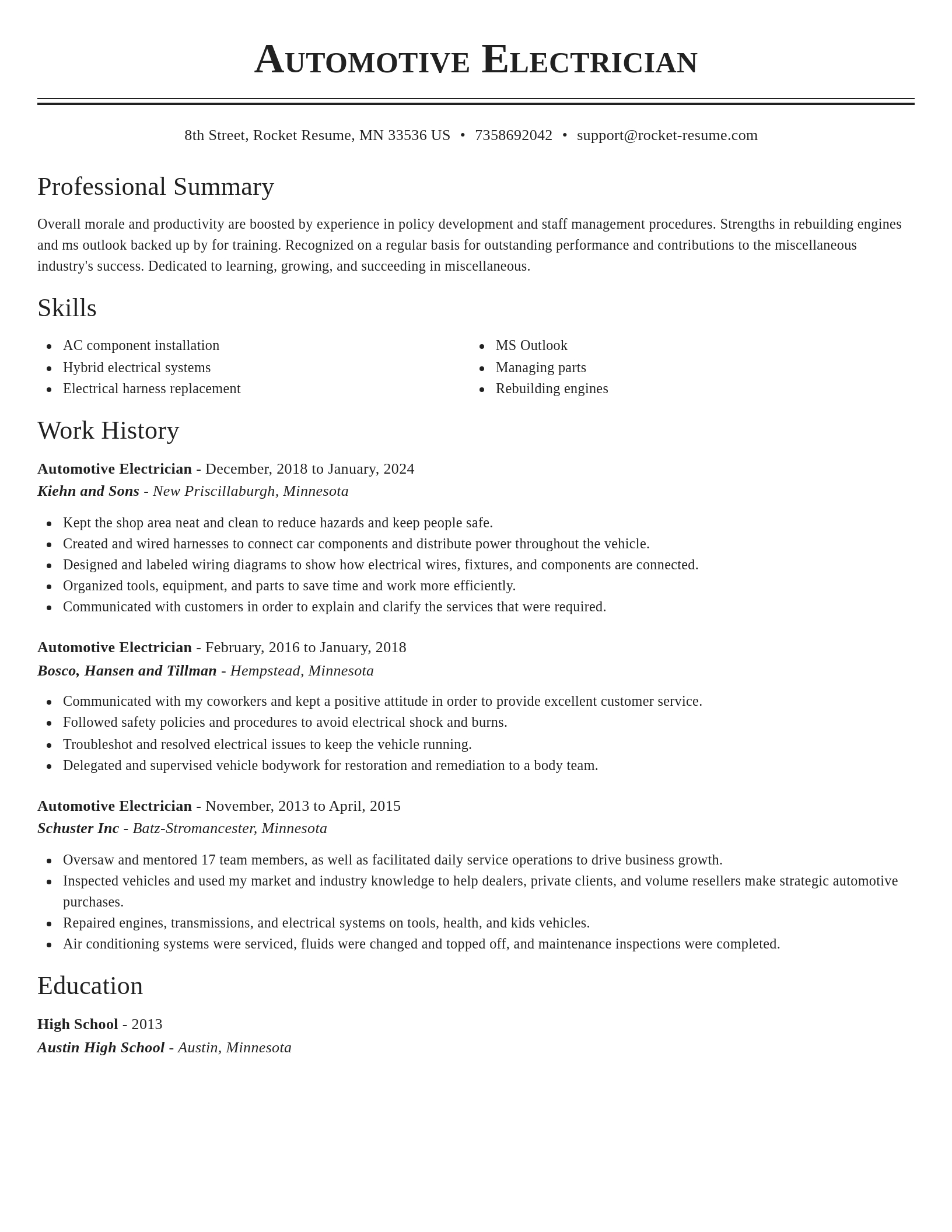 Classic resume template