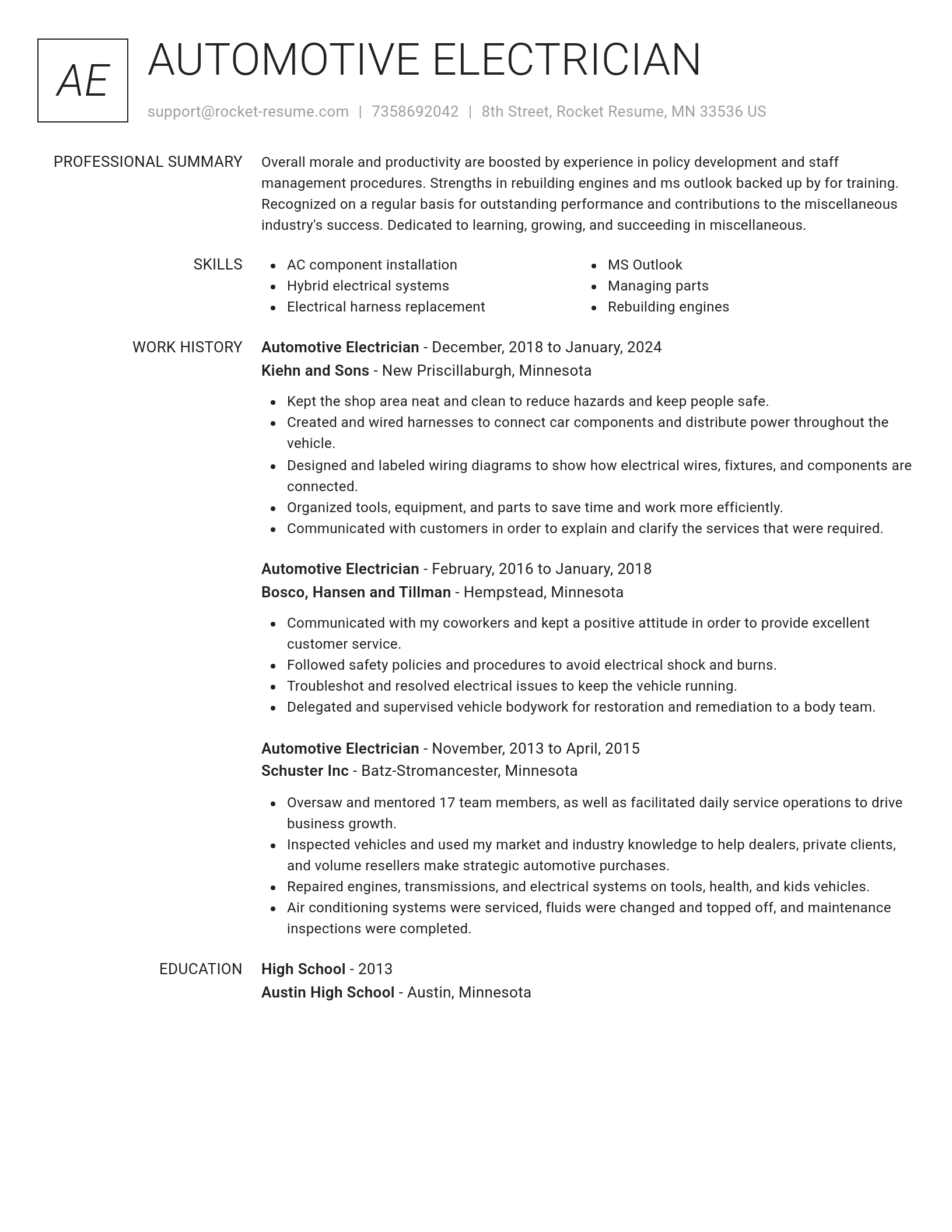 Renowned resume template