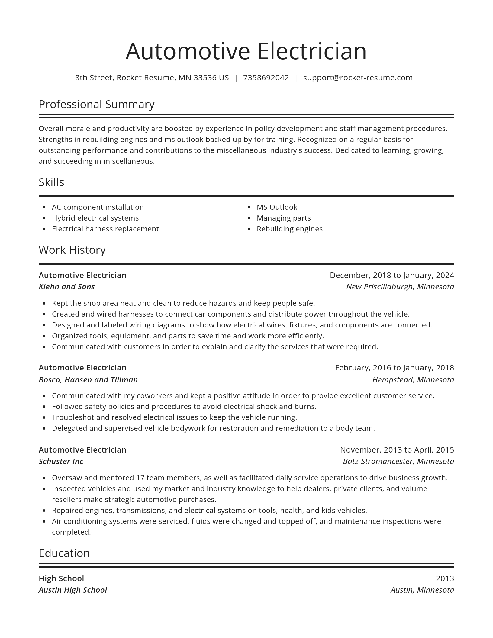 Spotlight resume template