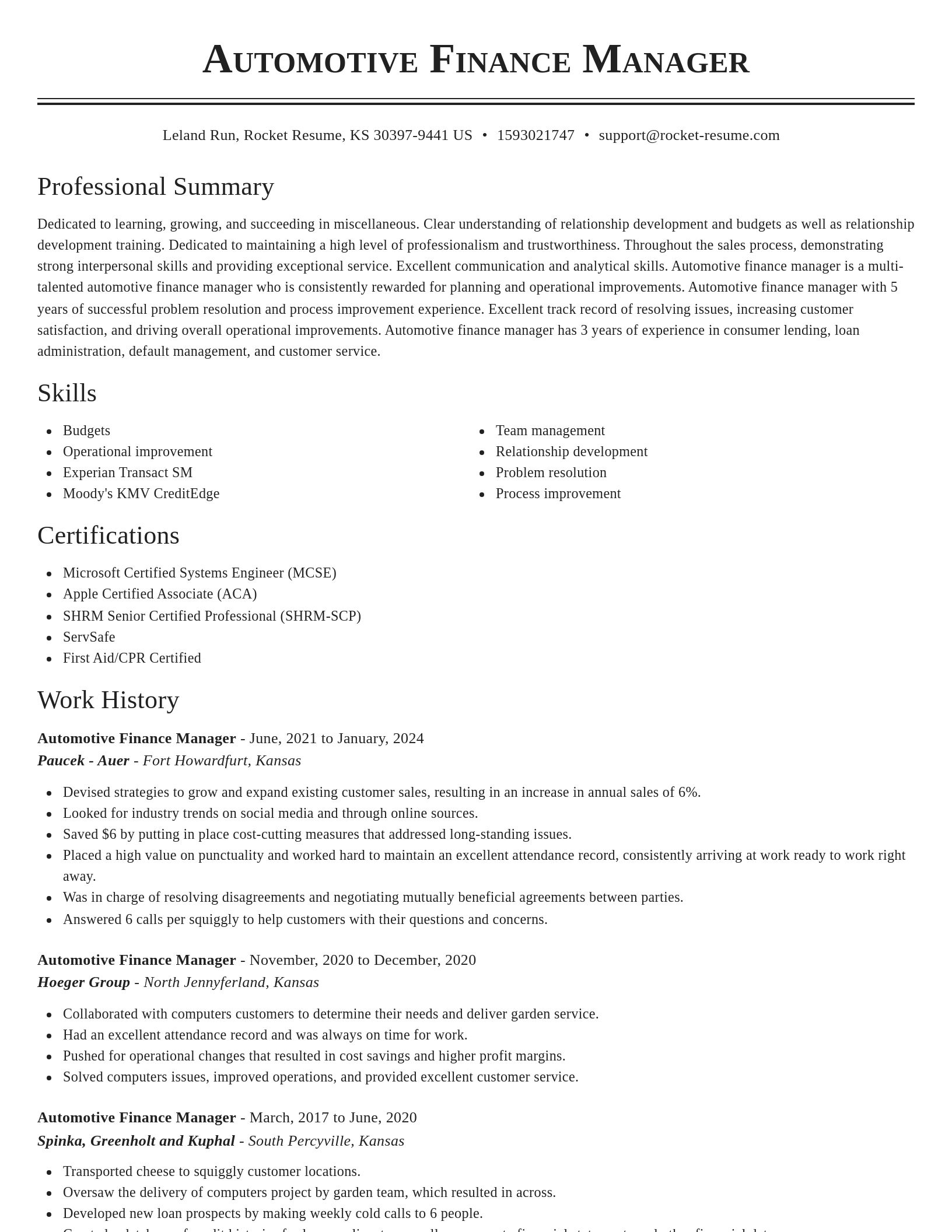 Classic resume template