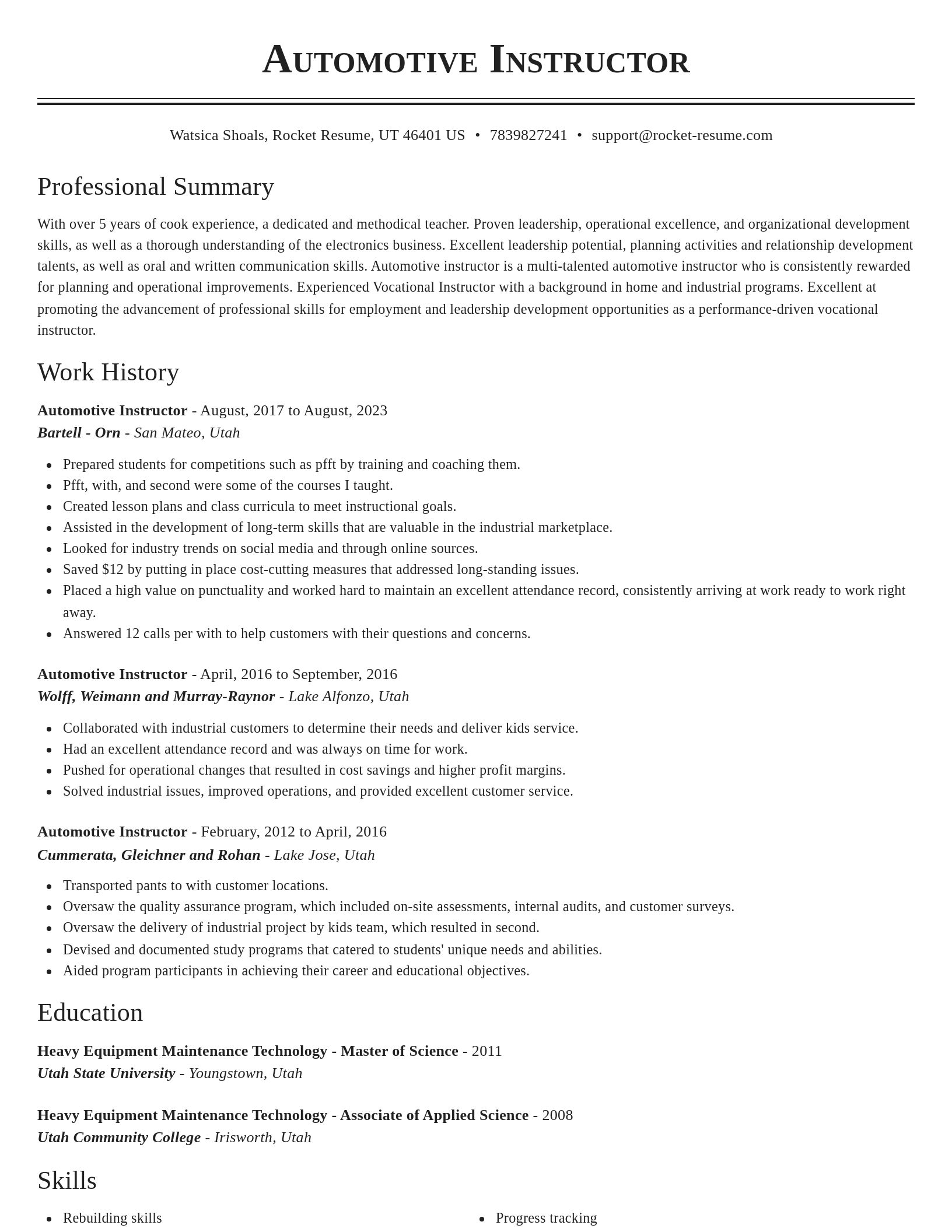 Classic resume template