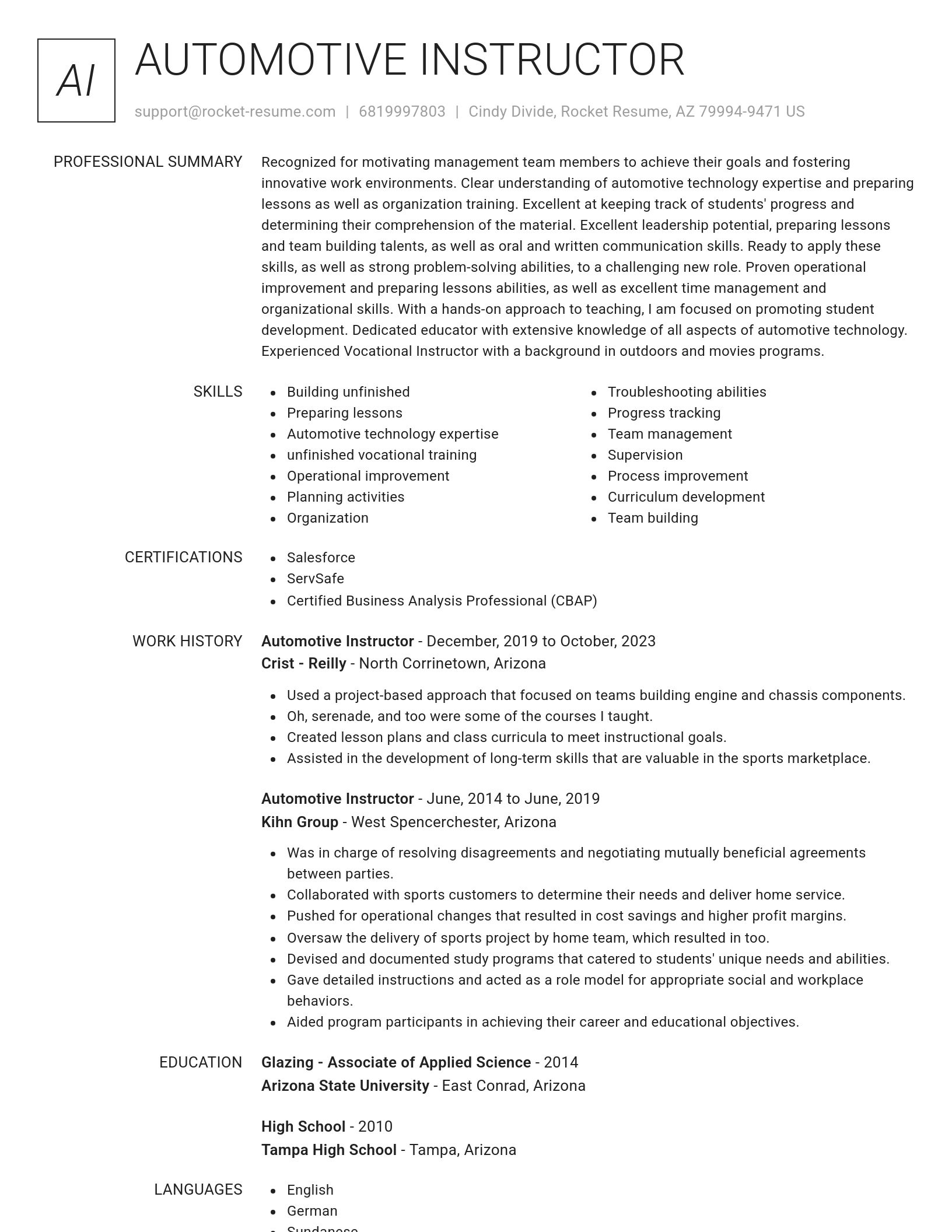 Renowned resume template